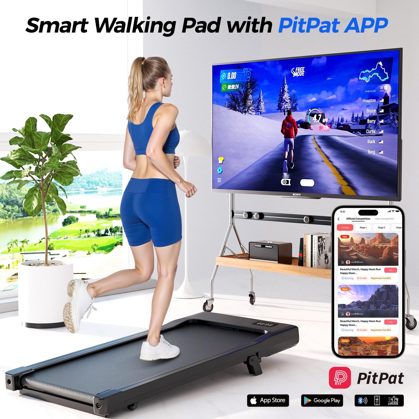 SupeRun Walking Pad with Incline, Under Desk Treadmill, 3 in 1 Portable Treadmills for Home with Remote Control LED Display, 2.5 HP Quiet Mini Treadmill for Office Home Use, 300 Lbs Capacity