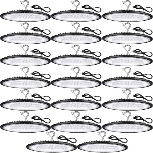 YANYCN 20 Pack 200W UFO Led High Bay Light Fixture,120VAC,30800LM,5000K Daylight Commercial Shop Bay Lighting,[850W MH/HPS Equiv.] US Plug Area Lighting for Warehouse/Barn/Gym/Factory/Workshop