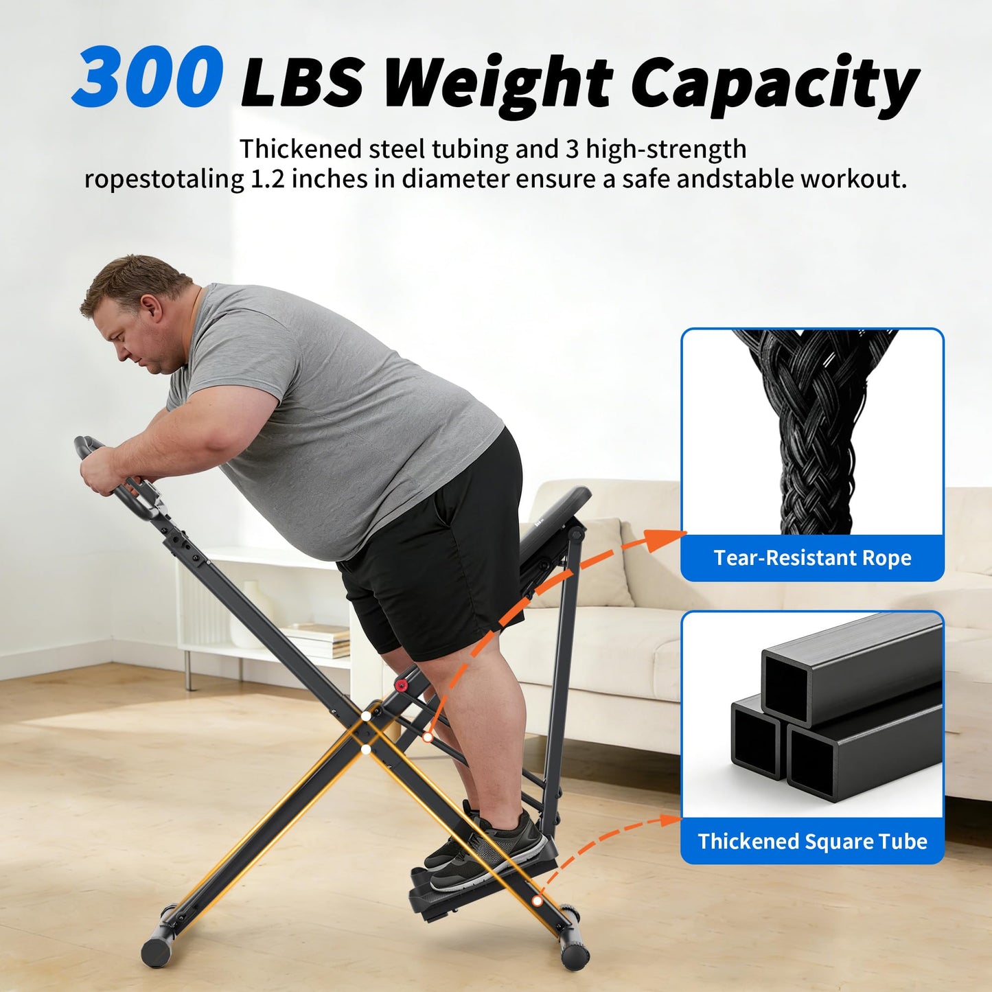 seanleecore 2-in-1 Stair Stepper & Space Walker for Home Gym Exercise, Foldable, Quiet Low-Impact Workout Equipment with High-Strength Resistance