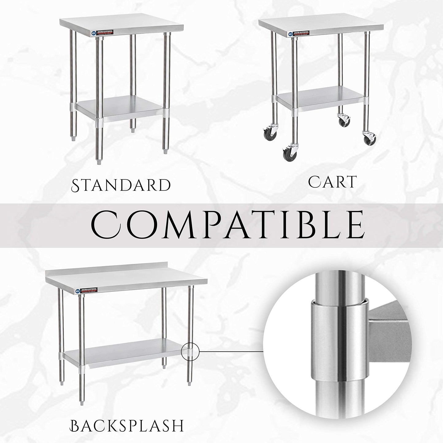 DuraSteel Galvanized Under Shelf for Work Tables - Extra Adjustable Lower Shelf for 24" x 60" Stainless Steel and Wooden Worktables - Fits for use in Restaurant, Warehouse, Home, Kitchen, Garage