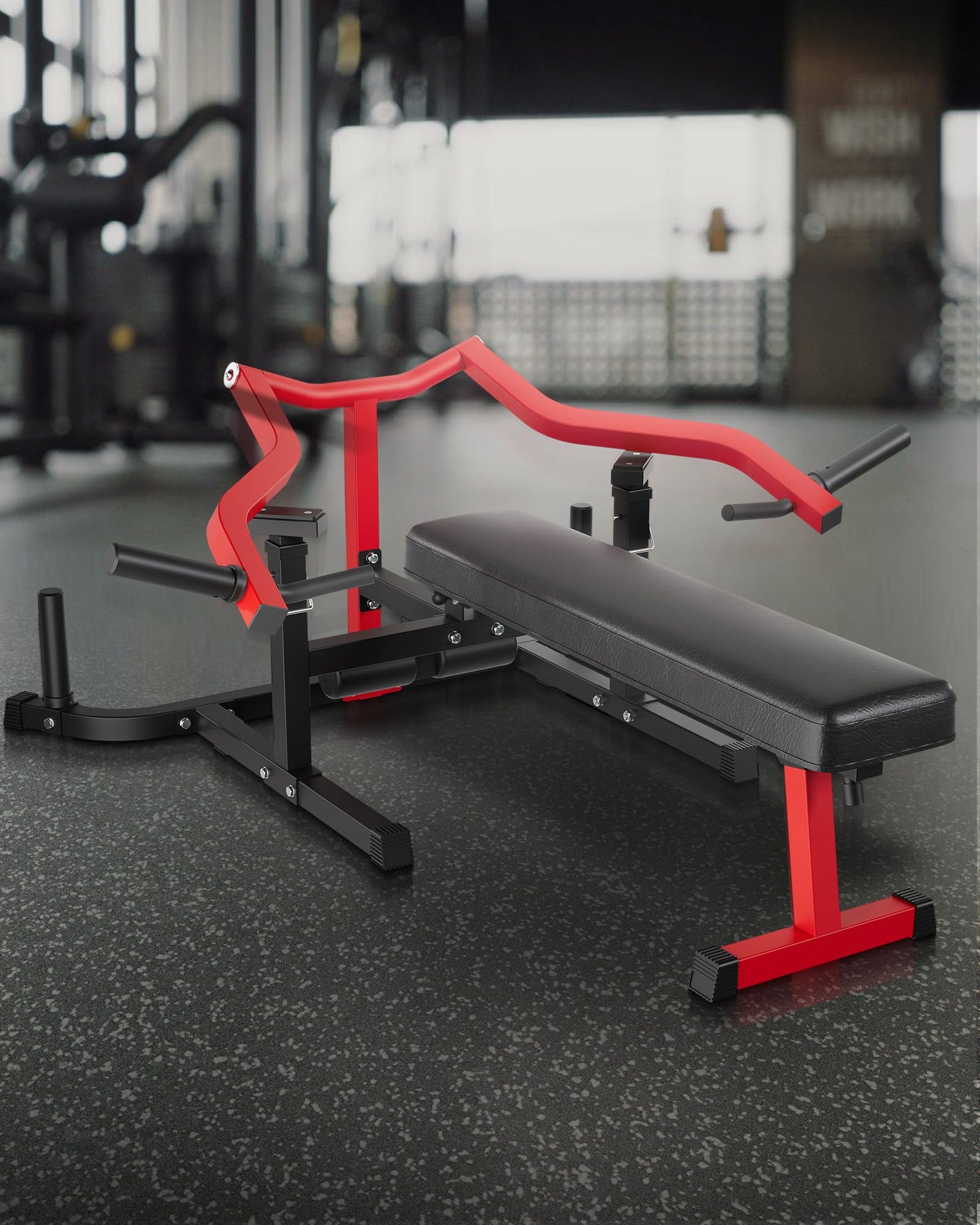 COZONY Versatile 3-in-1 Chest Press Bench – Adjustable Flat/Incline/Decline Strength Machine with Independent Converging Arms, Ideal for Home Gym Full Body Workouts – Red and Black