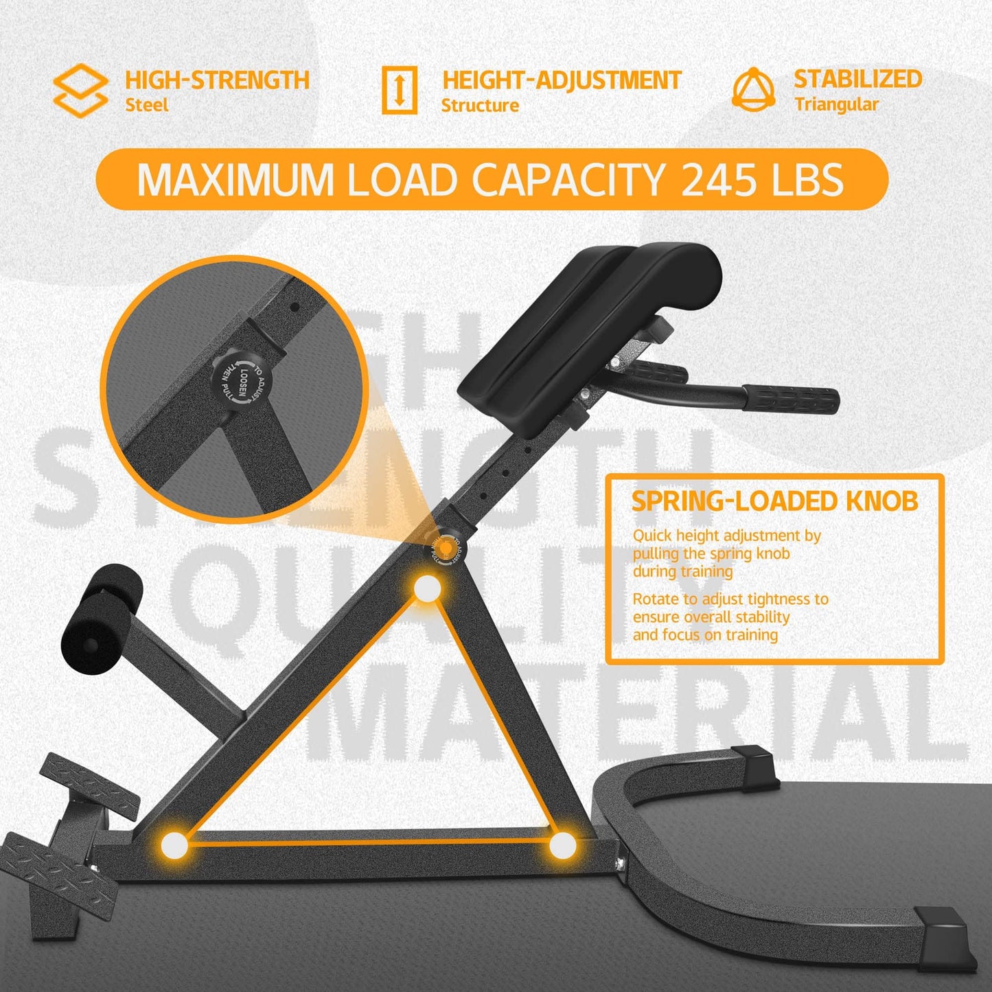 SUCXDZQ Roman Chair Back Extender - Angle & Height Dual Adjustable Hyperextension Bench for Home Gym - Adjustable Back Exercise Machine Fitness Equipment (Black)