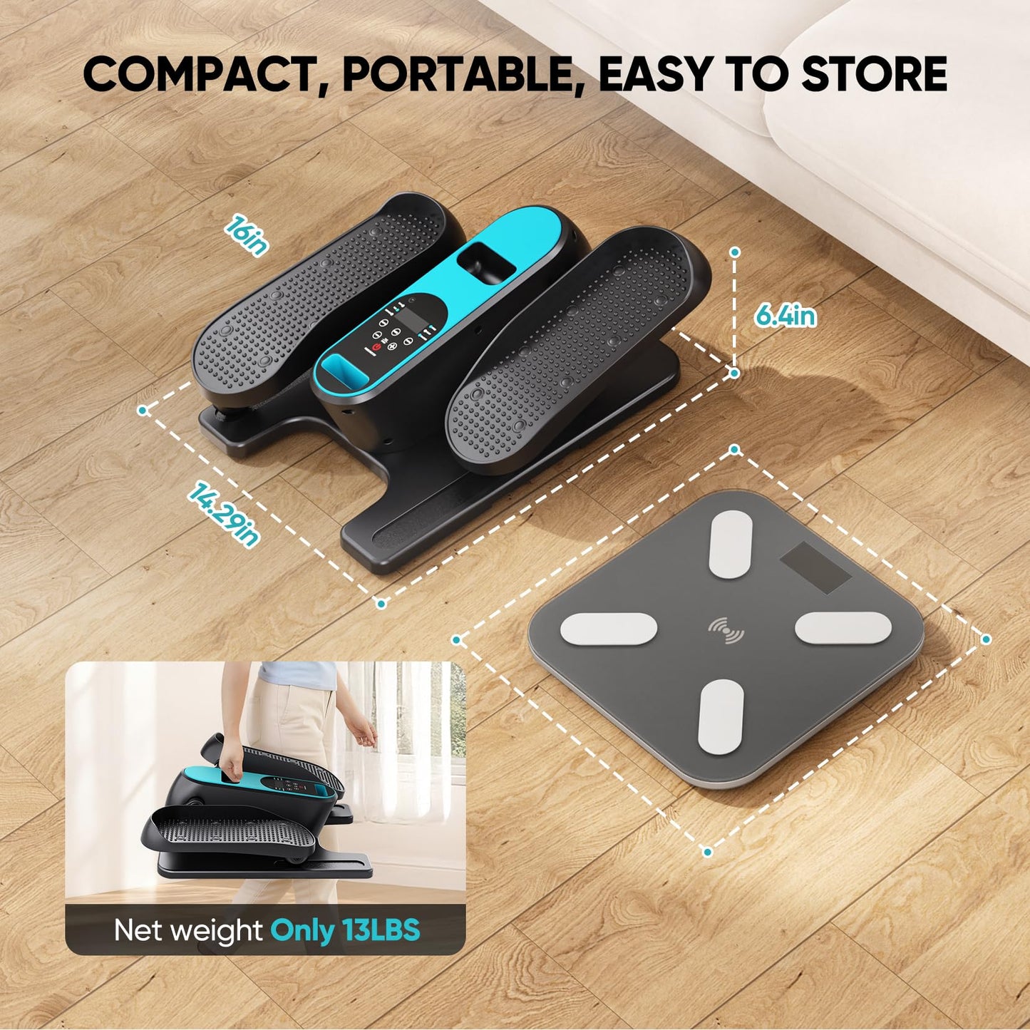 Dripex Under Desk Elliptical Machine, Electric Elliptical Leg Exerciser for Seniors, Quiet Portable Elliptical Exercise Machine, Seated Pedal Exerciser with 12 Level Speeds, Remote Control (Green)