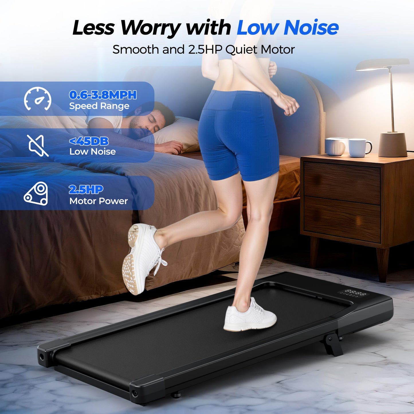 SupeRun Walking Pad with Incline, Under Desk Treadmill, 3 in 1 Portable Treadmills for Home with Remote Control LED Display, 2.5 HP Quiet Mini Treadmill for Office Home Use, 300 Lbs Capacity