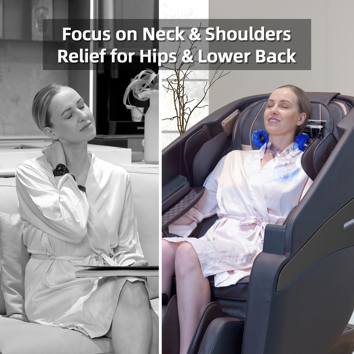 Vosaky Massage Chair Full Body Recliner with Heat Zero Gravity 57'' SL Track Shiatsu Massage Chair for Home Office with AI Voice, 7" Touch Screen, Wireless Charging,Neck & Shoulder Relief