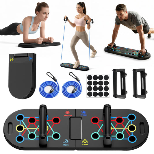 HAVENITY Plank Board & Push Up Board 22-in-1 with Resistance Bands – Core Trainer with Foam Elbow Pads, Foldable Home Gym Equipment for Men & Women
