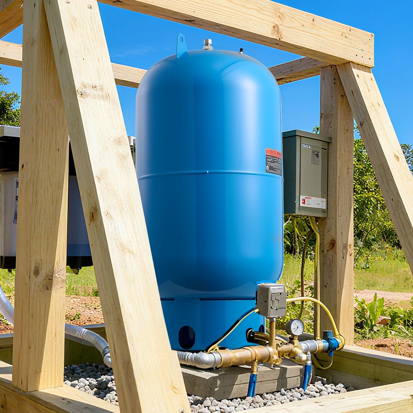 VEVOR 34-Gallon Vertical Well Pressure Tank, Pre-Charged Pressurized Water Tank for Well Pumps, Heavy-Duty Carbon Steel Water Storage Container for Home, School, Farm & Irrigation Systems