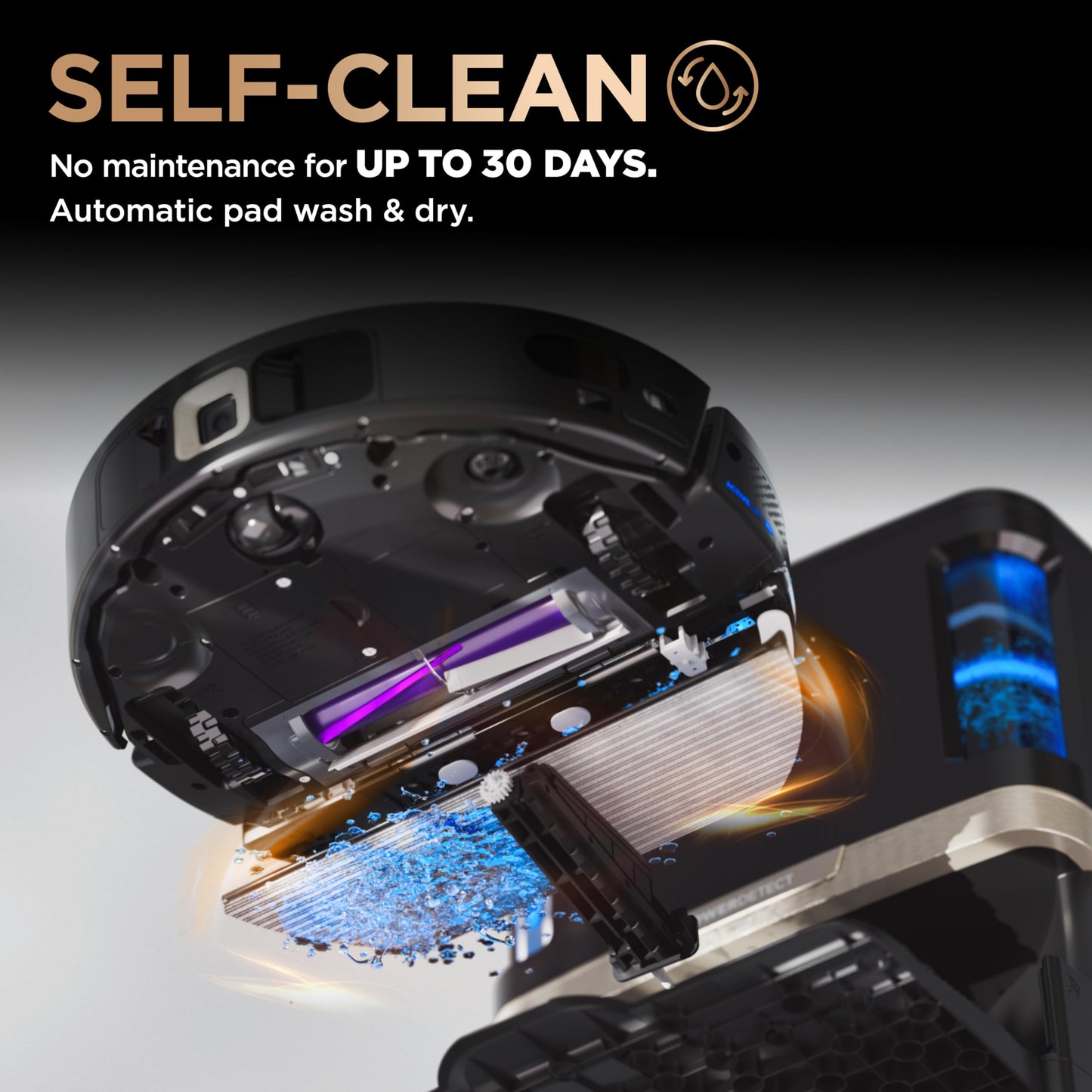 Shark Robot Vacuum & Mop Combo, PowerDetect NeverTouch Pro, Self-Emptying, Self-Refill with Self-Clean Pad Wash & Dry, 60-Day Debris Capacity, 30-Day Refill Tank, 5 PowerDetect Technologies, RV2820ZE