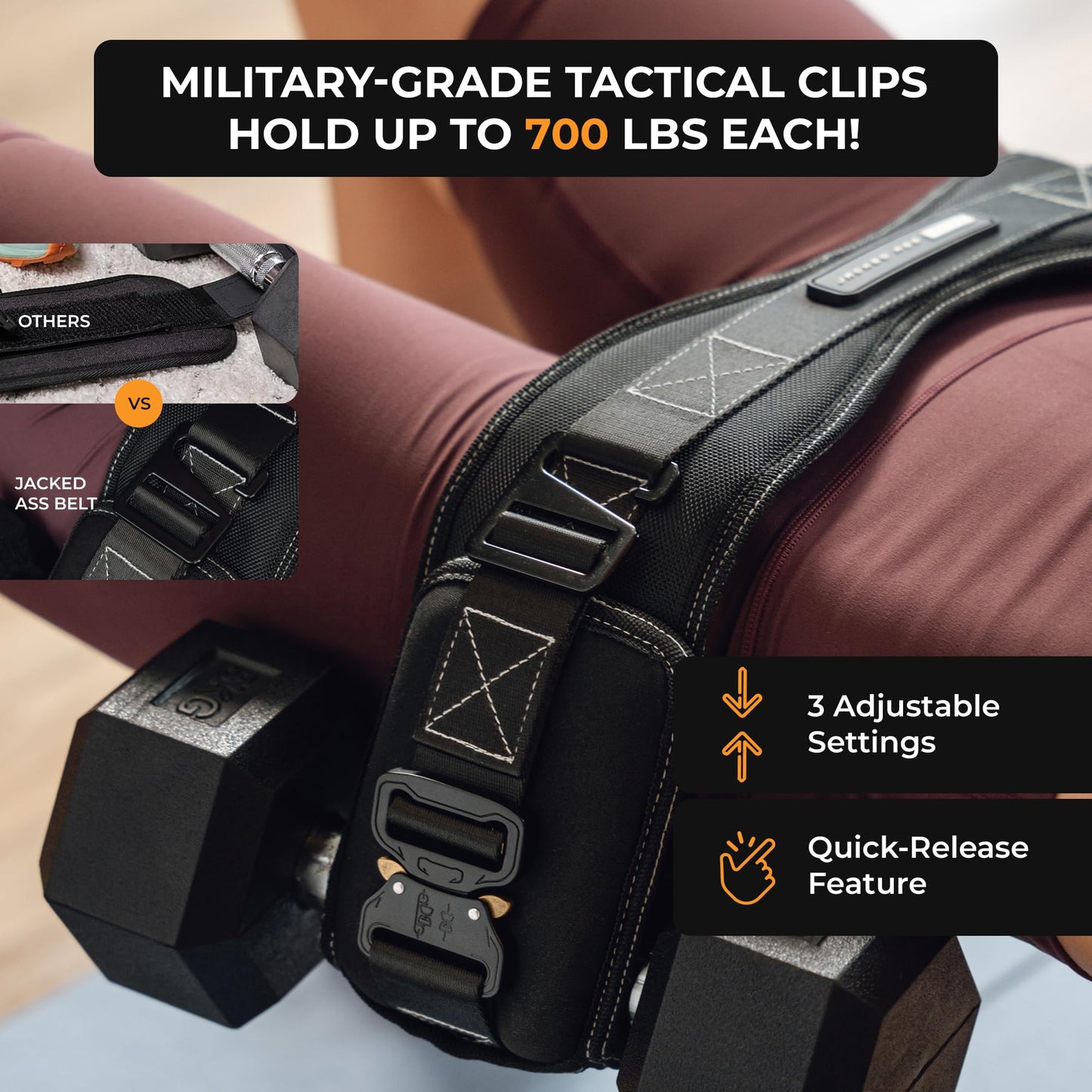 JACKED Premium Hip Thrust Belt + Badonka Band Complete Glute & Hip Abductor System (Includes 3 Latex Booty Bands)