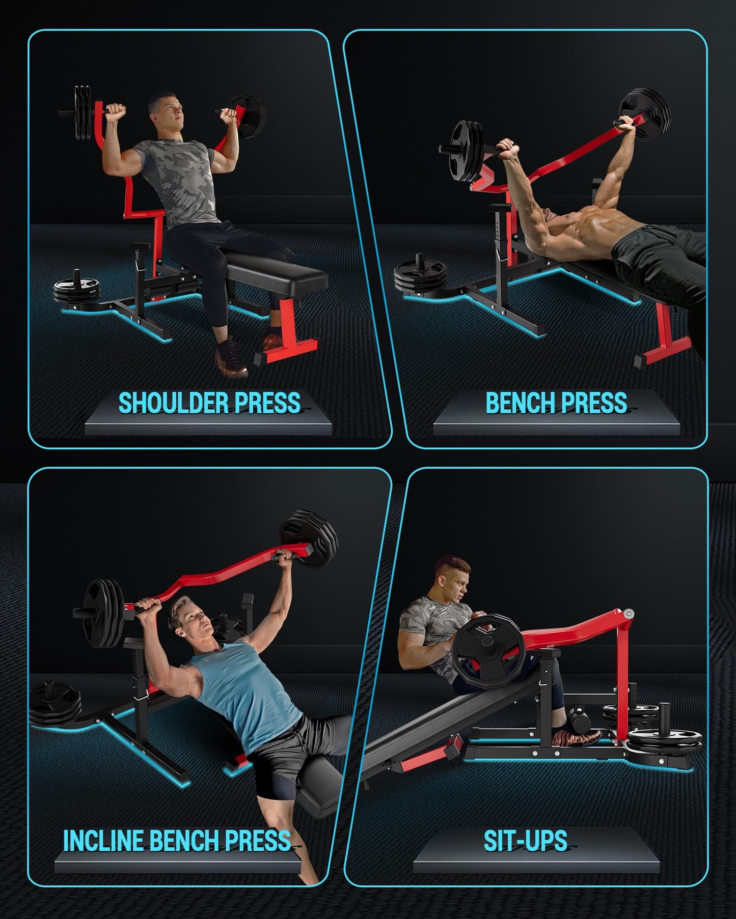 GAOMON Adjustable Bench Press Machine - 1250LBS Capacity Chest Press with Independent Converging Arms for Chest, Shoulder, AB Workouts ,Home Gym Equipment