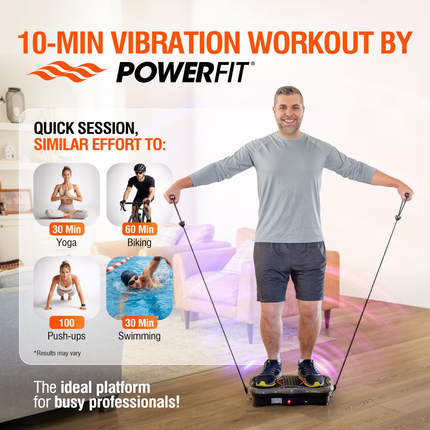 Powerfit Vibration Plate Exercise Machine - Waver Full Body Vibration Platform for Weight Loss & Lymphatic Drainage - Best Power Plate for Seniors - 200 Lbs Capacity