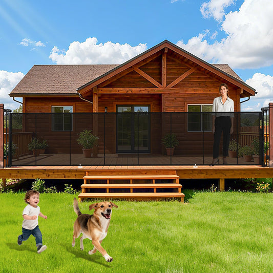 236" Retractable Baby Gate Extra Wide, 41" Tall Retractable Dog Gate for Stairs, Doorways, Decks, Mesh Gate Long Child Gate Pet Gate for Indoor, Outdoor, with Reinforced Mesh Rods, Dual Locks