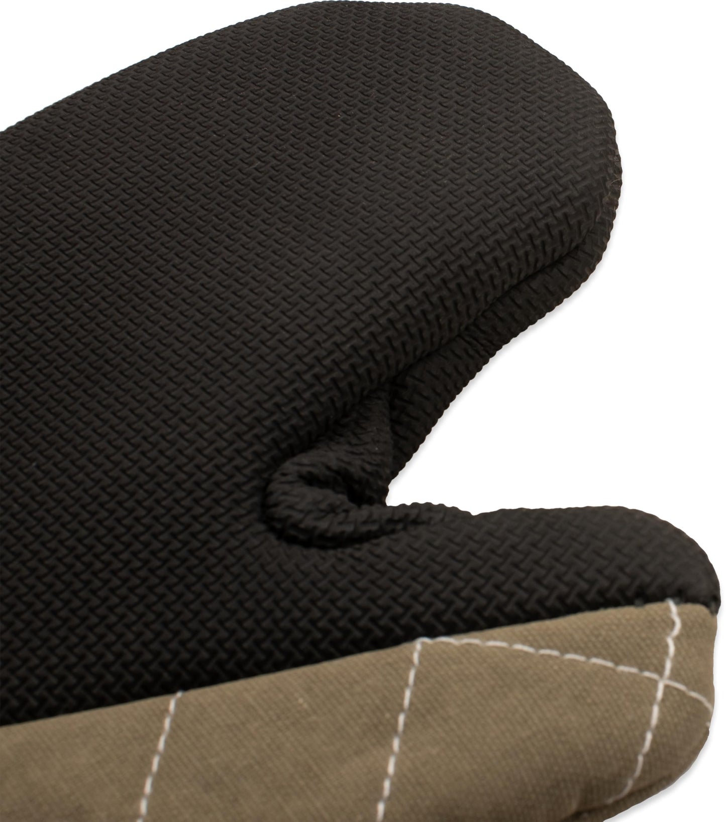 Carlisle FoodService Products 810CM15 San Jamar Textured Neoprene Bestgrip Conventional Temperature Protection Oven Mitt with Magnet and WebGuard, 15" Length, Tan/Brown