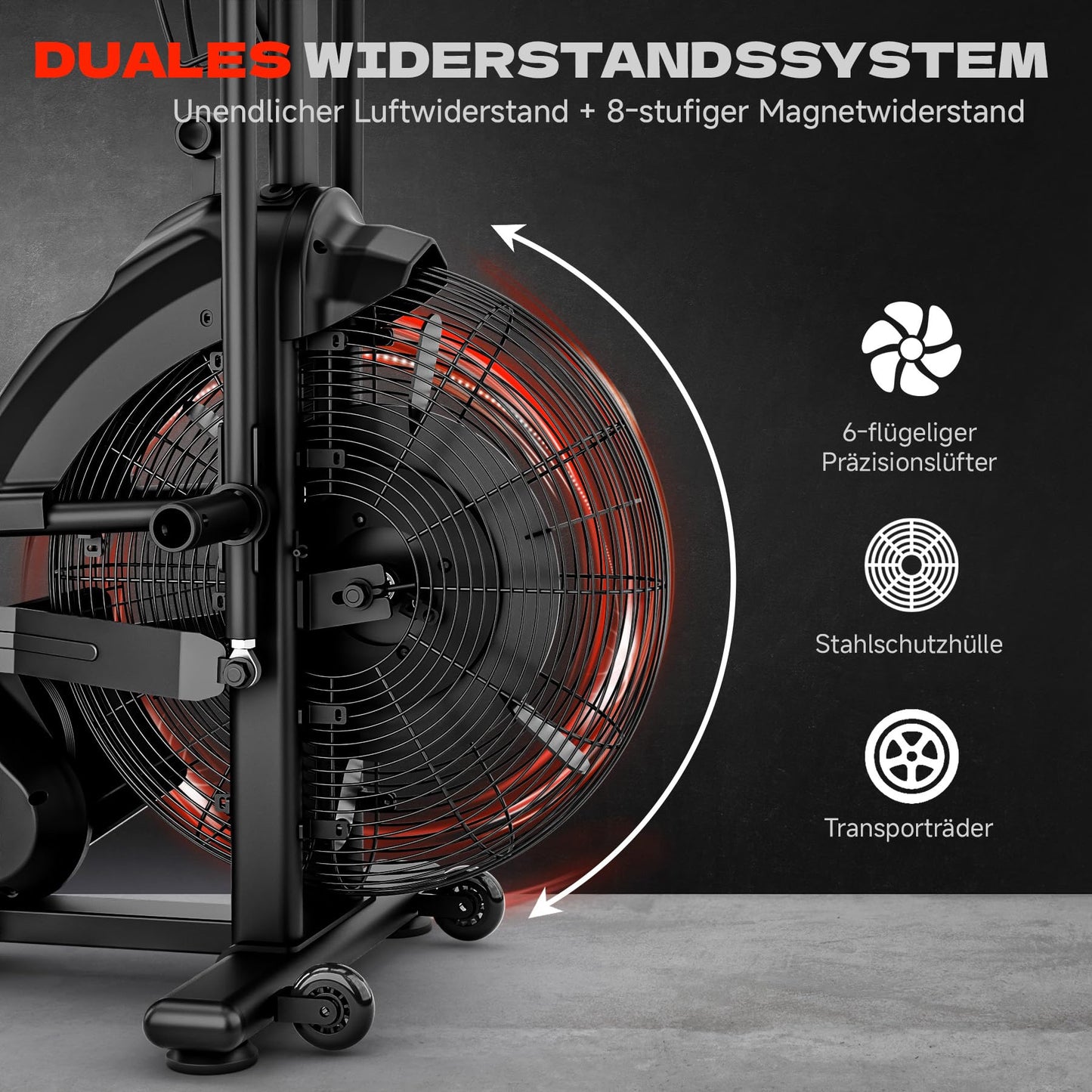 Eryntix Dual Resistance Air Bike, Magnetic & Air Fan Bike with APP Connection, ISCC PLUS Certified, Dual-Action Handlebars for Home Gym HIIT Cardio Full Body Workout(Matte Black)