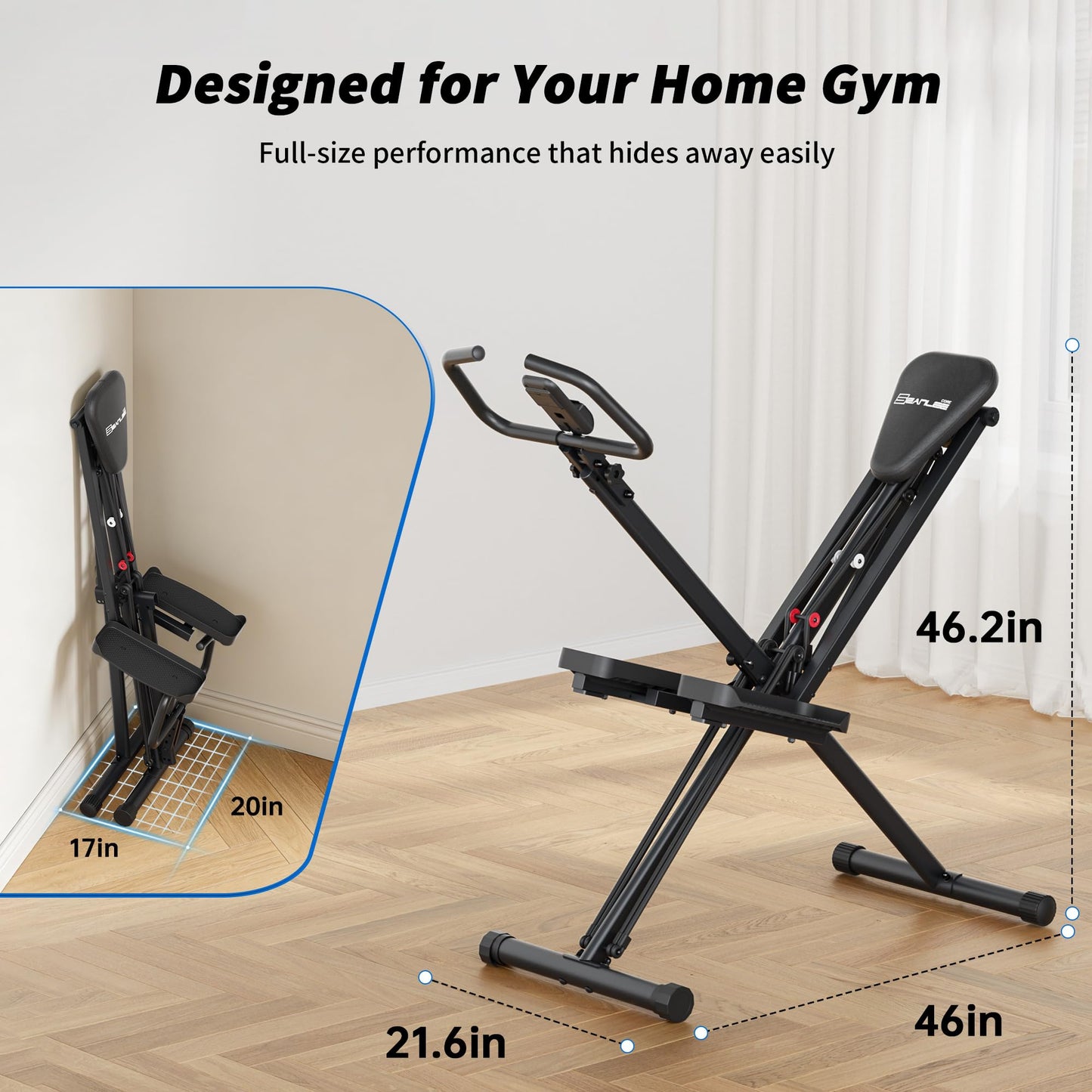 seanleecore 2-in-1 Stair Stepper & Space Walker for Home Gym Exercise, Foldable, Quiet Low-Impact Workout Equipment with High-Strength Resistance