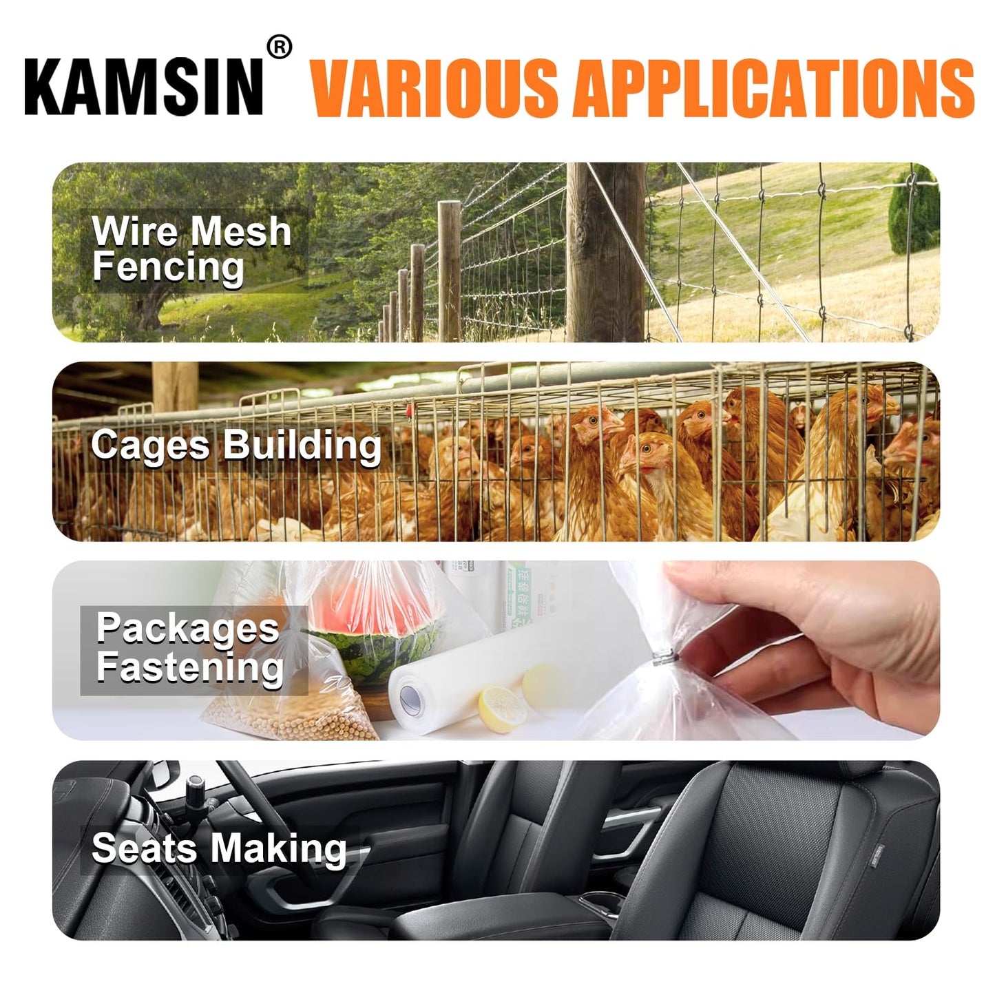 Combination of Kamsin K-SC760 16 Gauge Pneumatic C Ring Gun Kit and 1/2-Inch Crown 18,000pcs Galvanized Hog Ring Staples