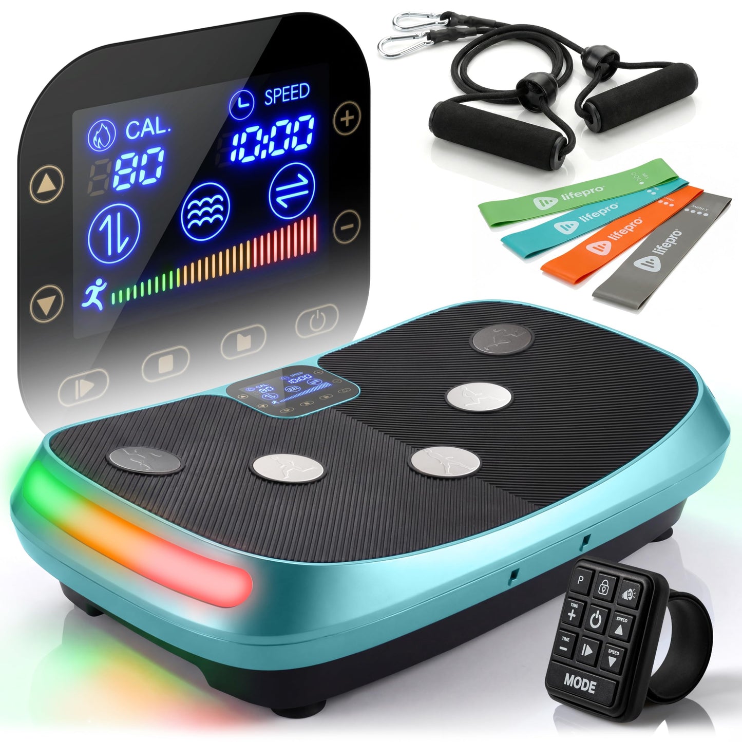 Lifepro Rumblex 4D Curved Vibration Plate Exercise Machine – Triple Motor Vibrating Platform Machine with 7 Modes & 60 Speeds – Full Body Vibration Plate for Lymphatic Drainage & at Home Workout