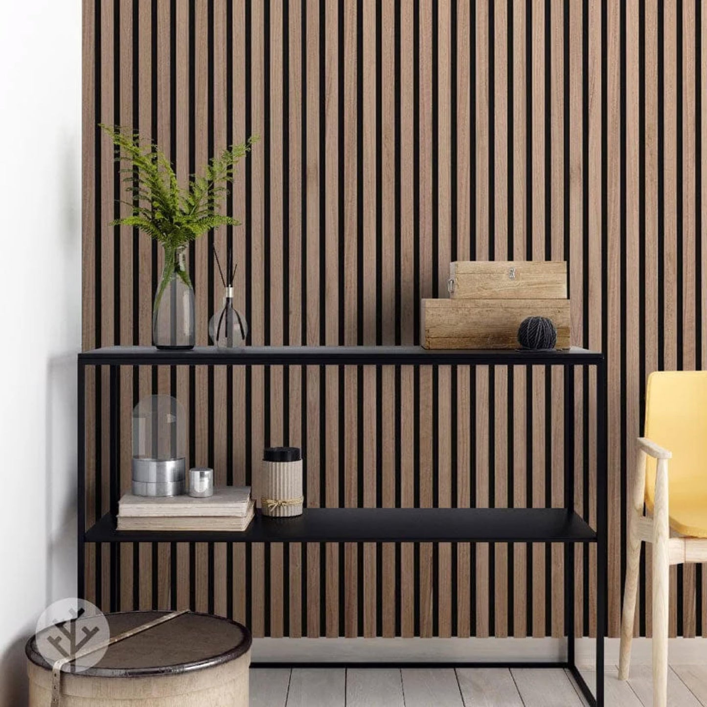 WVH Luxury American Walnut Acoustic Slat Wood Wall Panels, Measures 141.73" x 25.20", Premium Finish, Interior Decor for Walls & Ceilings, Noise Cancelling & Sound Absorbing for Home & Office, 2pcs