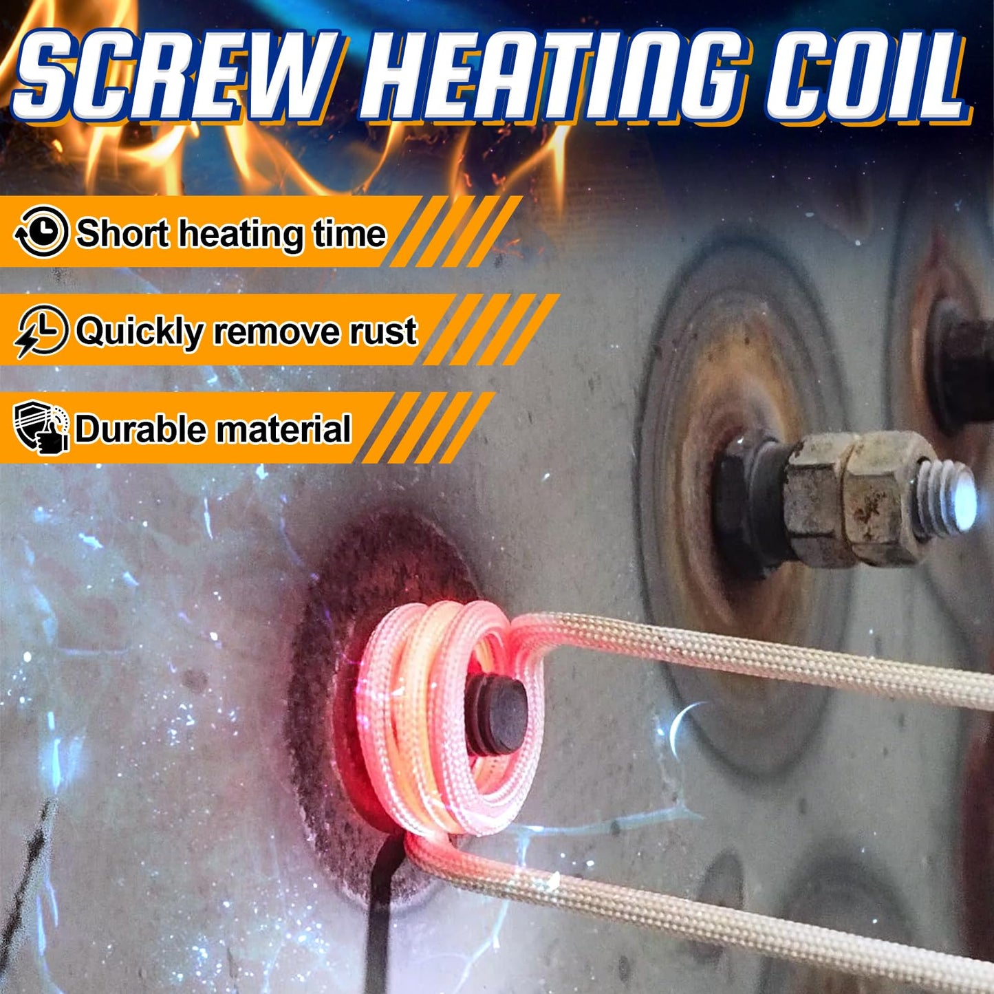 10Pcs Induction Heater Coil Kit, Screw Descaling Coils with 10 Different Sizes, Flexible and Durable, for Magnetic Induction Heaters, Removing Rusty Bolts and Nuts