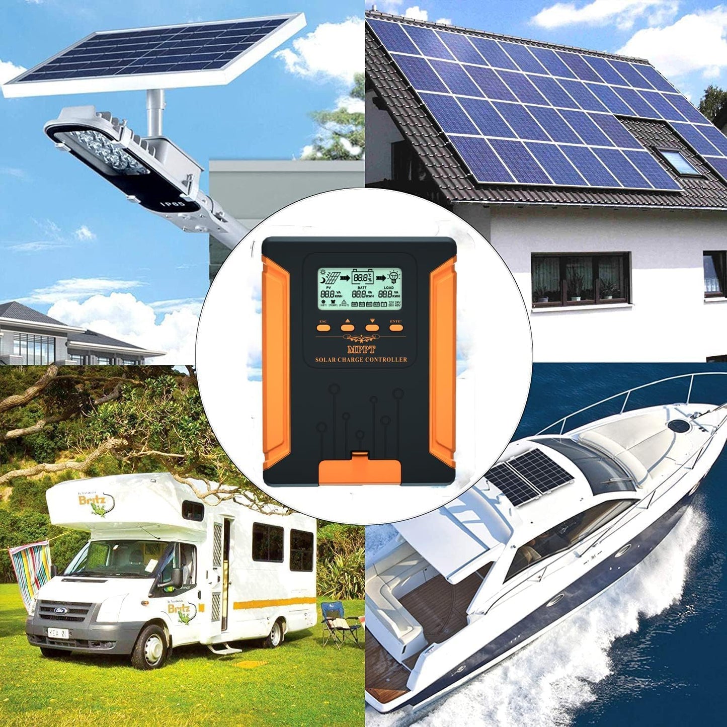 SolaMr [𝐔𝐩𝐠𝐫𝐚𝐝𝐞𝐝] 80A 180V MPPT Solar Charge Controller 12V/24V/36V/48V, LCD Screen Solar Panel Controller for Gel Sealed Flooded and Lithium LiFePO4 Battery (CM80A)