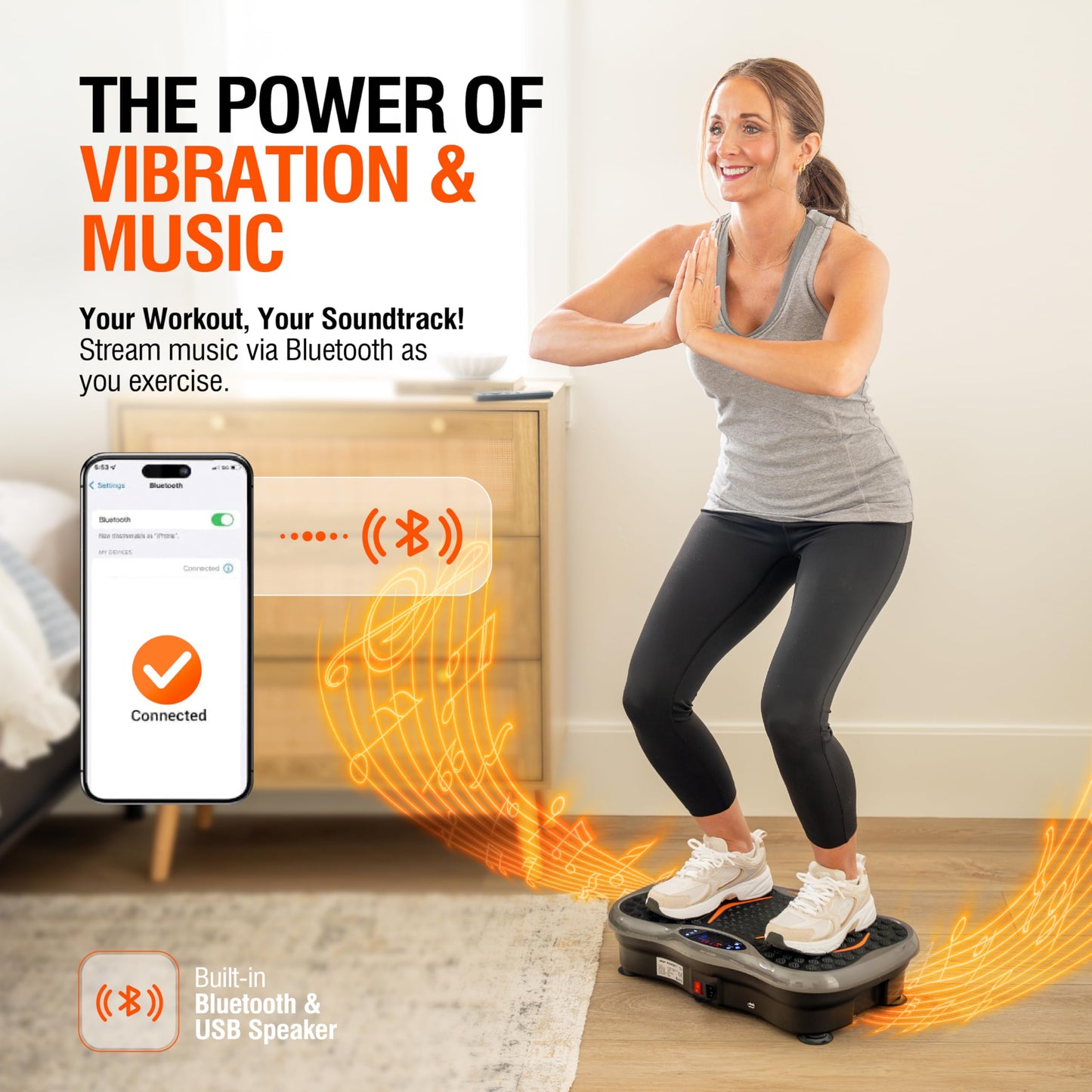 Powerfit Vibration Plate Exercise Machine - Waver Full Body Vibration Platform for Weight Loss & Lymphatic Drainage - Best Power Plate for Seniors - 200 Lbs Capacity