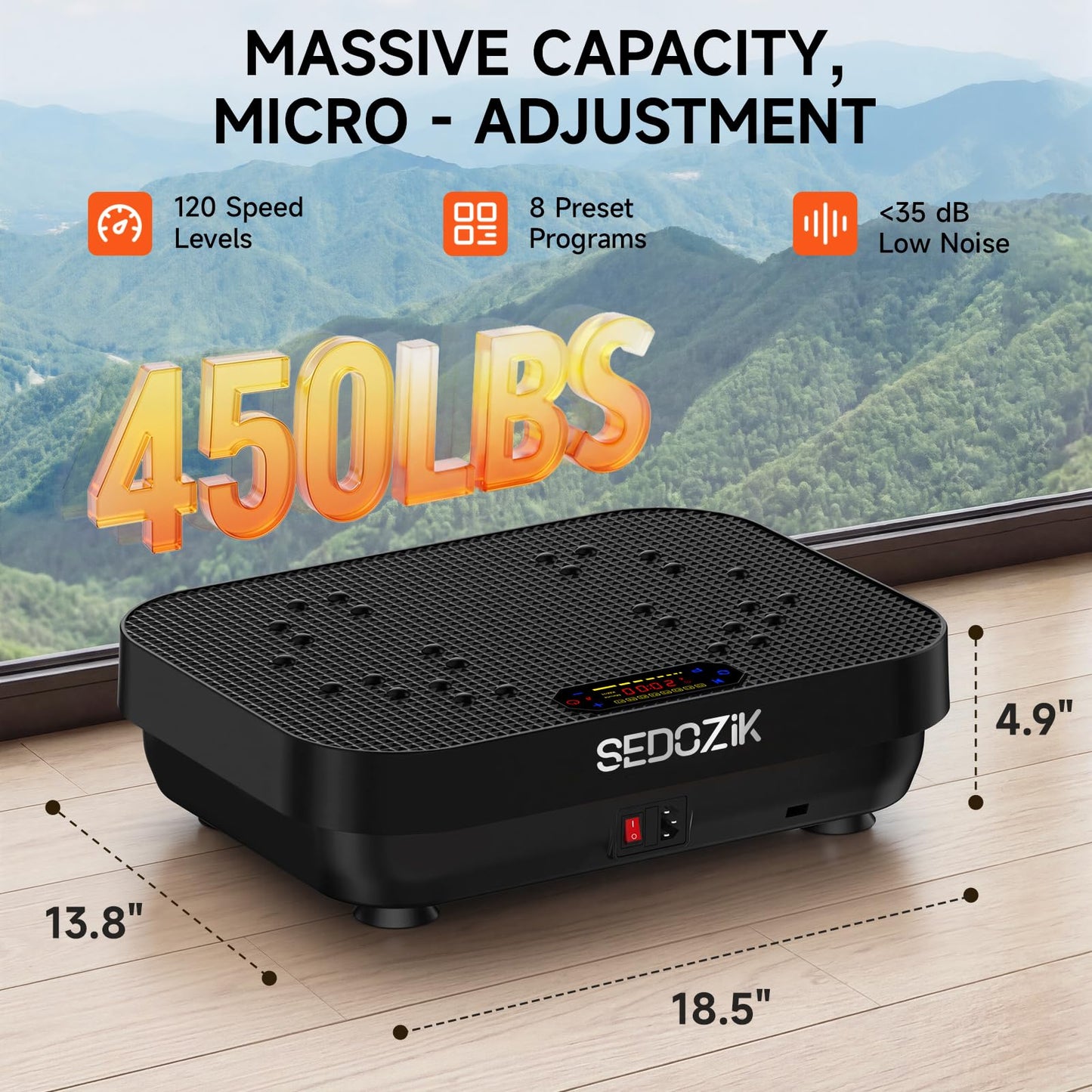 SEDOZIK Vibration Plate Exercise Machine, Vibration Plate for Lymphatic Drainage Weight Loss, Vibrating Plate Workout Equipment with Resistance Bands Bluetooth for Home Women Men, Black