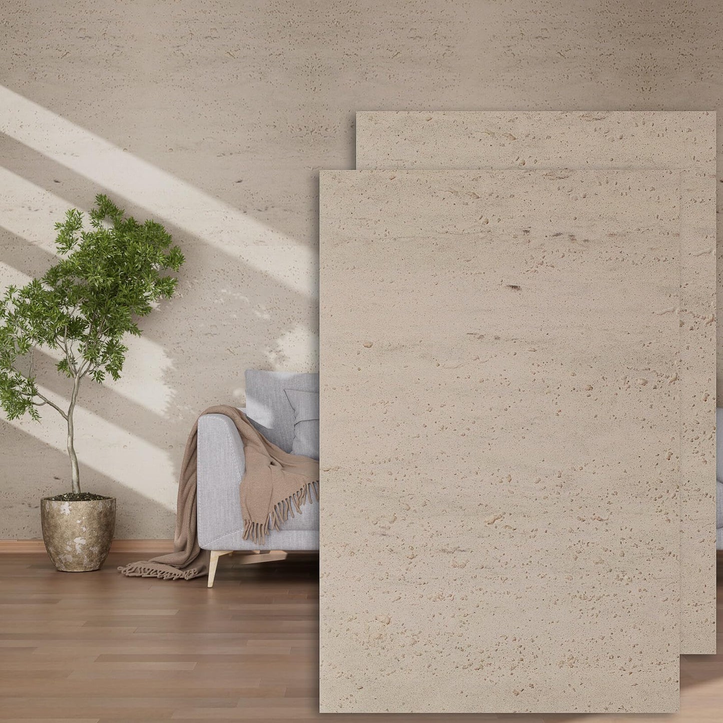 3D Wall Panels - 4PCS 47.2"x23.6" Faux Stone Wall Covering - MCM Modified Clay Material for Home Art, Accent Brick, Modern Exterior/Interior Decoration, Covering 31 sq.ft TV