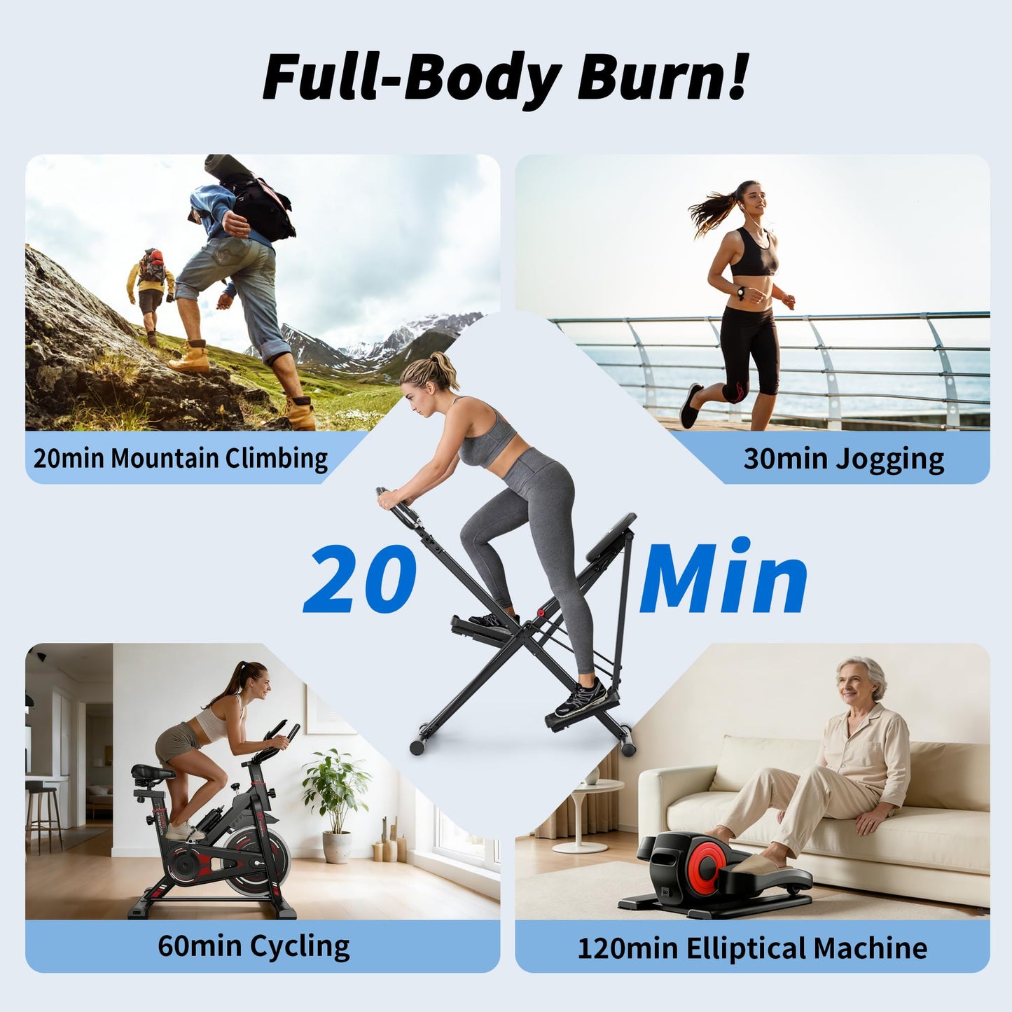 seanleecore 2-in-1 Stair Stepper & Space Walker for Home Gym Exercise, Foldable, Quiet Low-Impact Workout Equipment with High-Strength Resistance