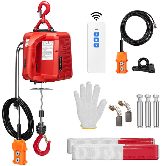 VIVOHOME 3-in-1 Electric Hoist Winch 1100lbs, 110V Portable Power Winch Crane with Wire and Wireless Remote Control, 40ft Lifting Height for Towing, Overload Protection for Garage, Factory, Warehouse