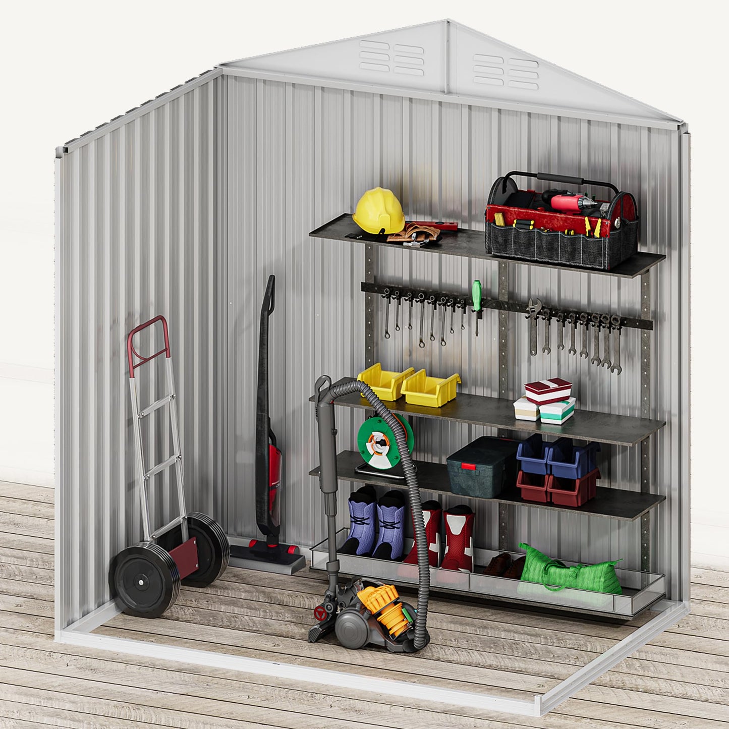 DWVO 6x4ft Tool Storage Shed, Lockable Doors, and Sloped Roof, Steel Outdoor Storage Shed for Garden, Patio, Garage, Backyard, Lawn - Dark Gray
