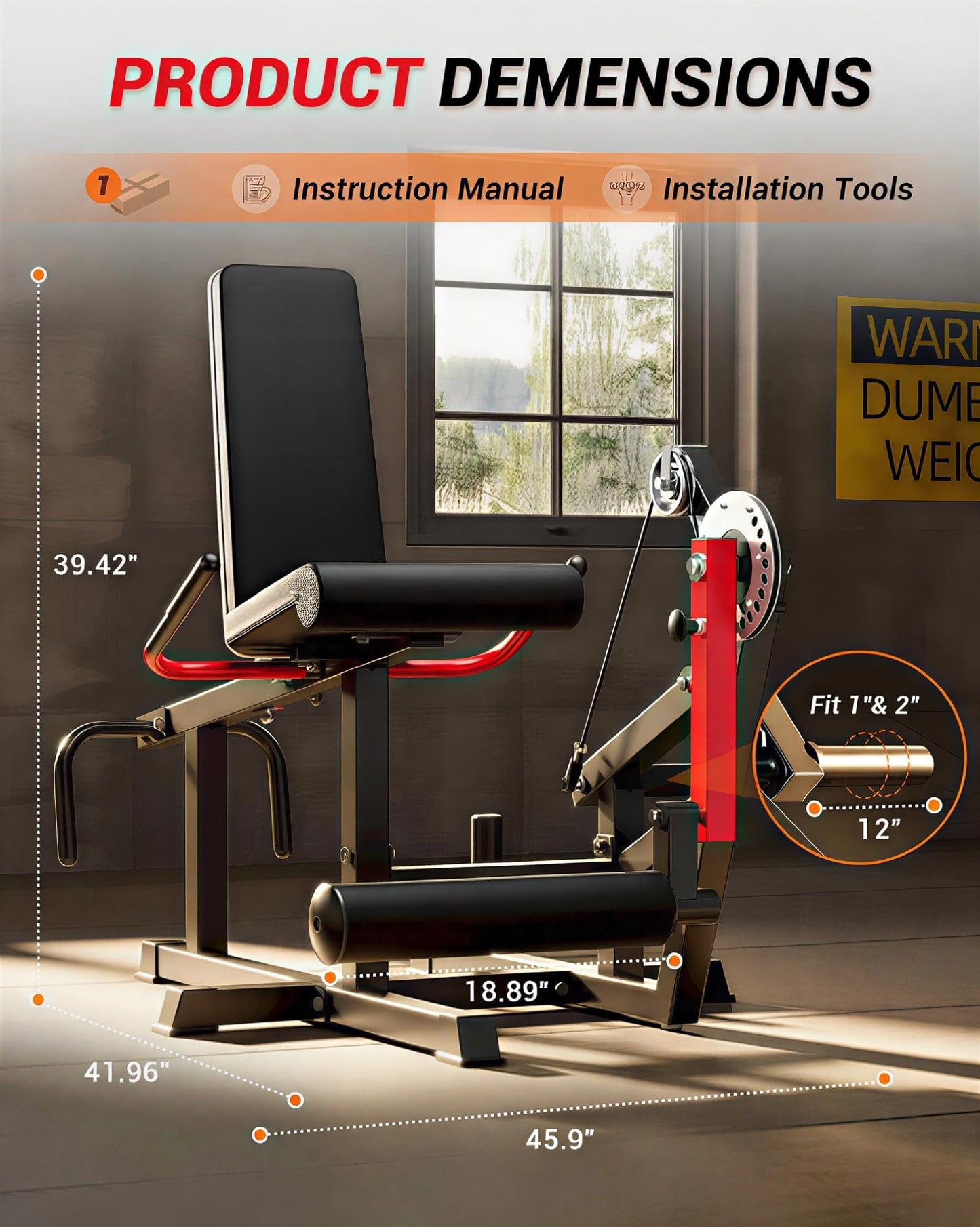 Leg Extension and Curl Machine, 700LB Adjustable Leg Curl Machine, Seated Leg Extension and Lying Curl Machine for Home Gym, Leg Workout Equipment Compatible with 1'' and 2'' Plates