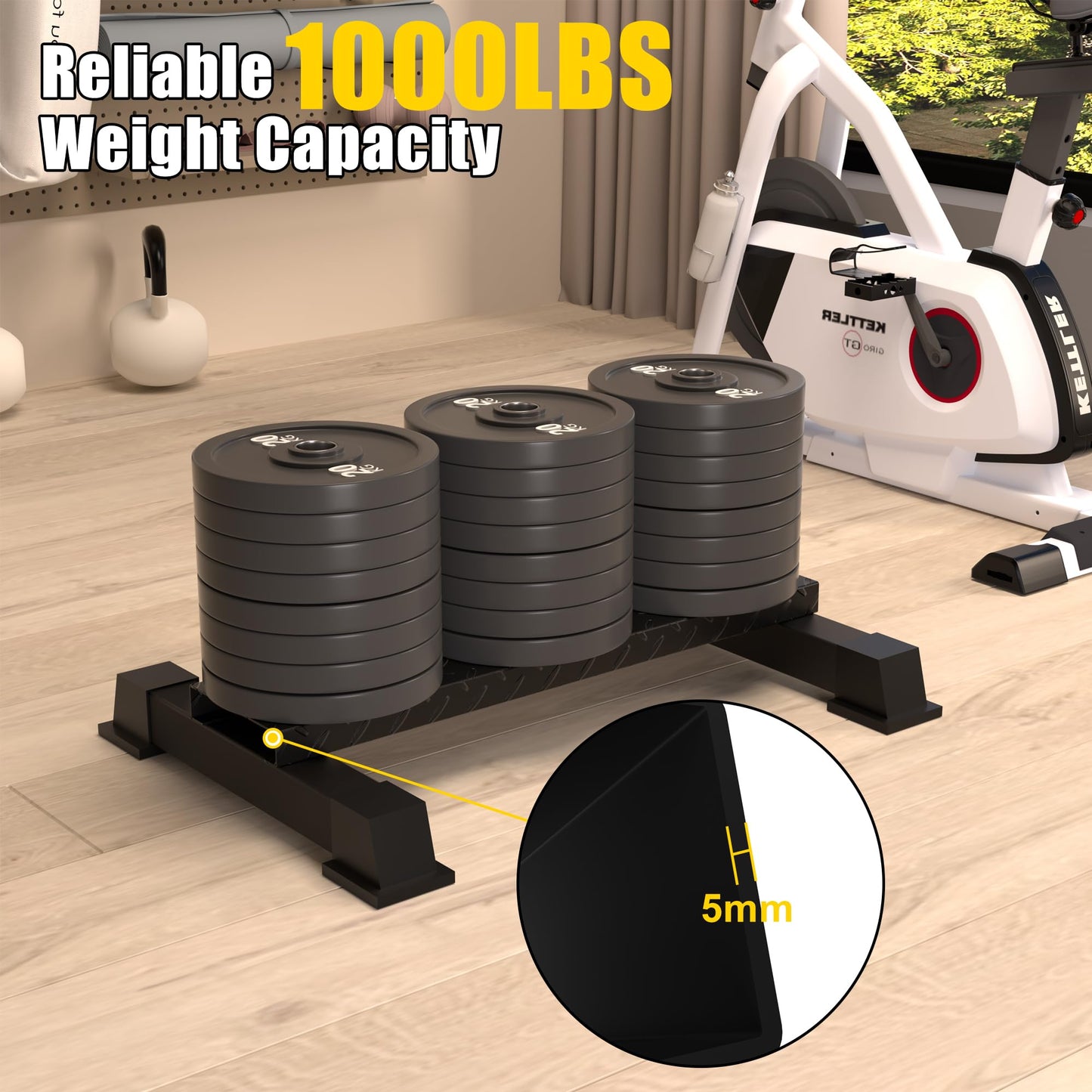 Rumoid Calf Raise Block, Heavy-Duty Steel Calf Trainer, Multifunctional Standing Calf Workout Bar for Stretching, Squat, Foot Flexibility, Anti-Slip Solid Platform for Home Gym (Straight Board)