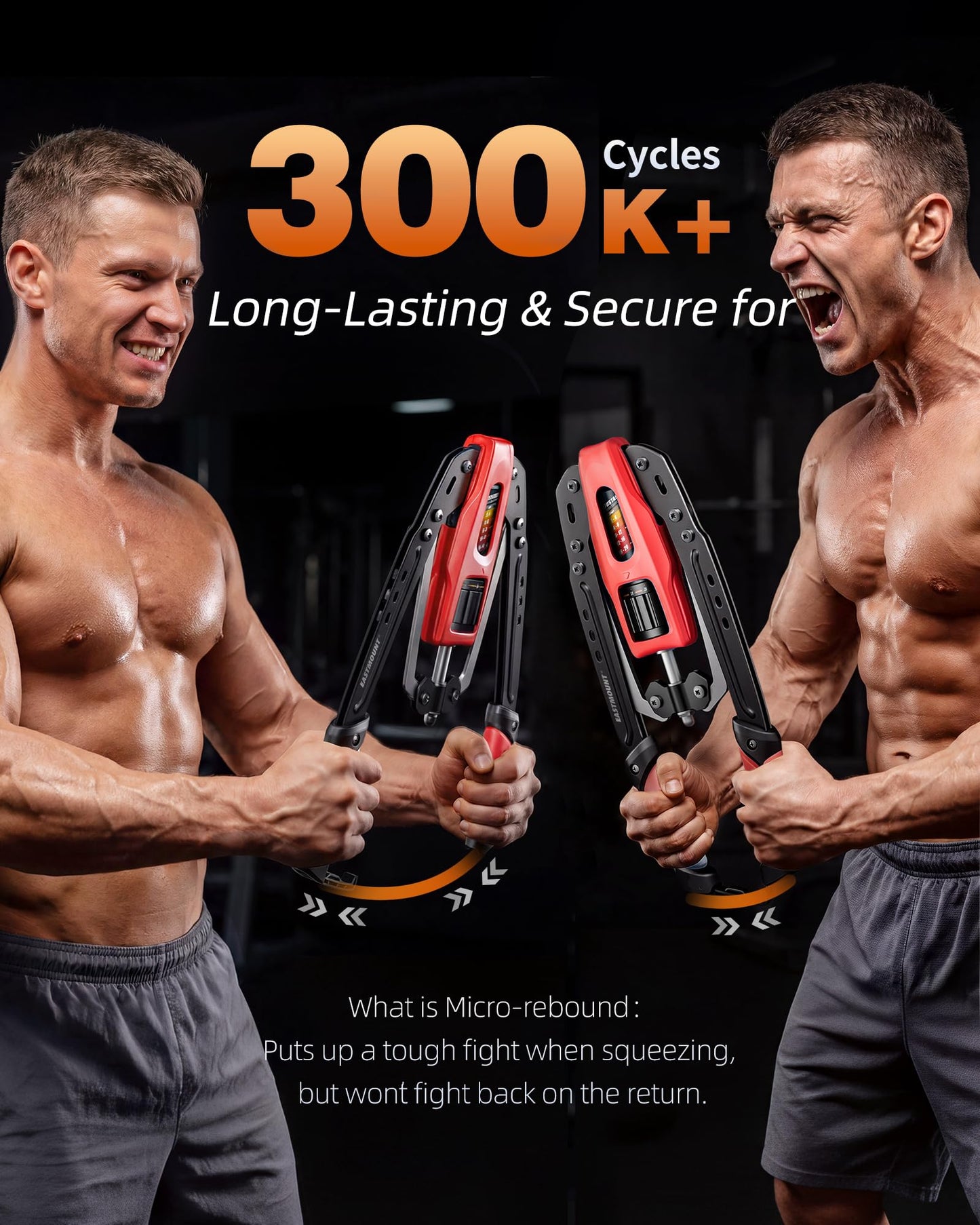 EAST MOUNT Twister Arm Exerciser, Adjustable Hydraulic Resistance 22–440 lbs, Arm Chest & Shoulder Strength Trainer for Home Workouts, Upper Body Muscle Builder, Fitness Training Equipment (Red)