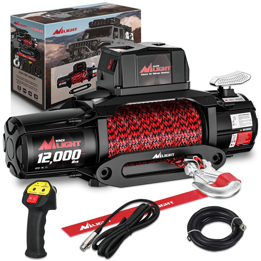 Nilight 12000lbs Electric Winch 12V Waterproof IP68 for Trailer Jeep ATV UTV Truck SUV Towing Portable Winches with Synthetic Rope 3-IN-1 Smart Remote