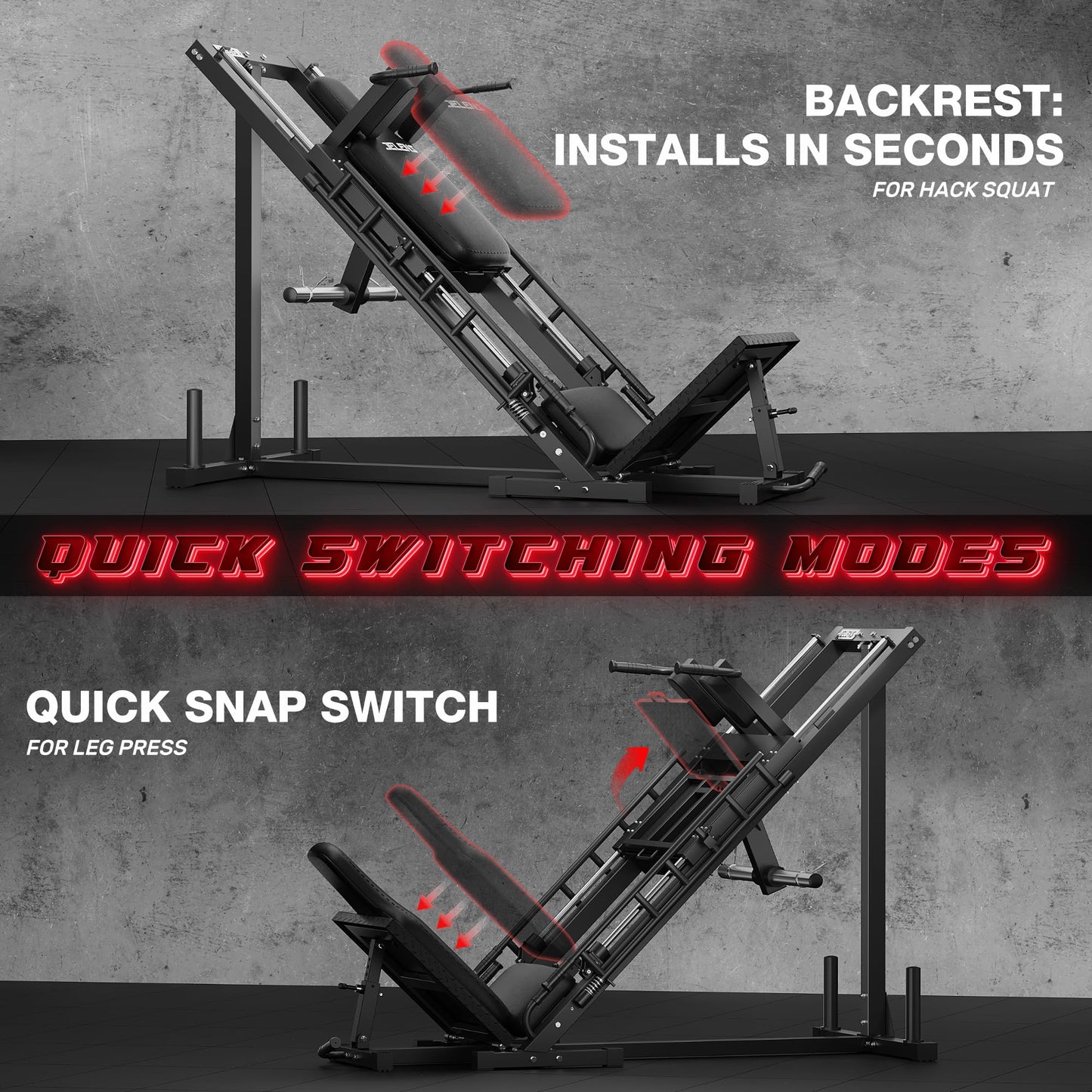 JELENS Leg Press Hack Squat Machine, Leg Machine for Home Gym with Linear Bearing, L11 Professional Adjustable Leg Exercise Machine, Lower Body Workout