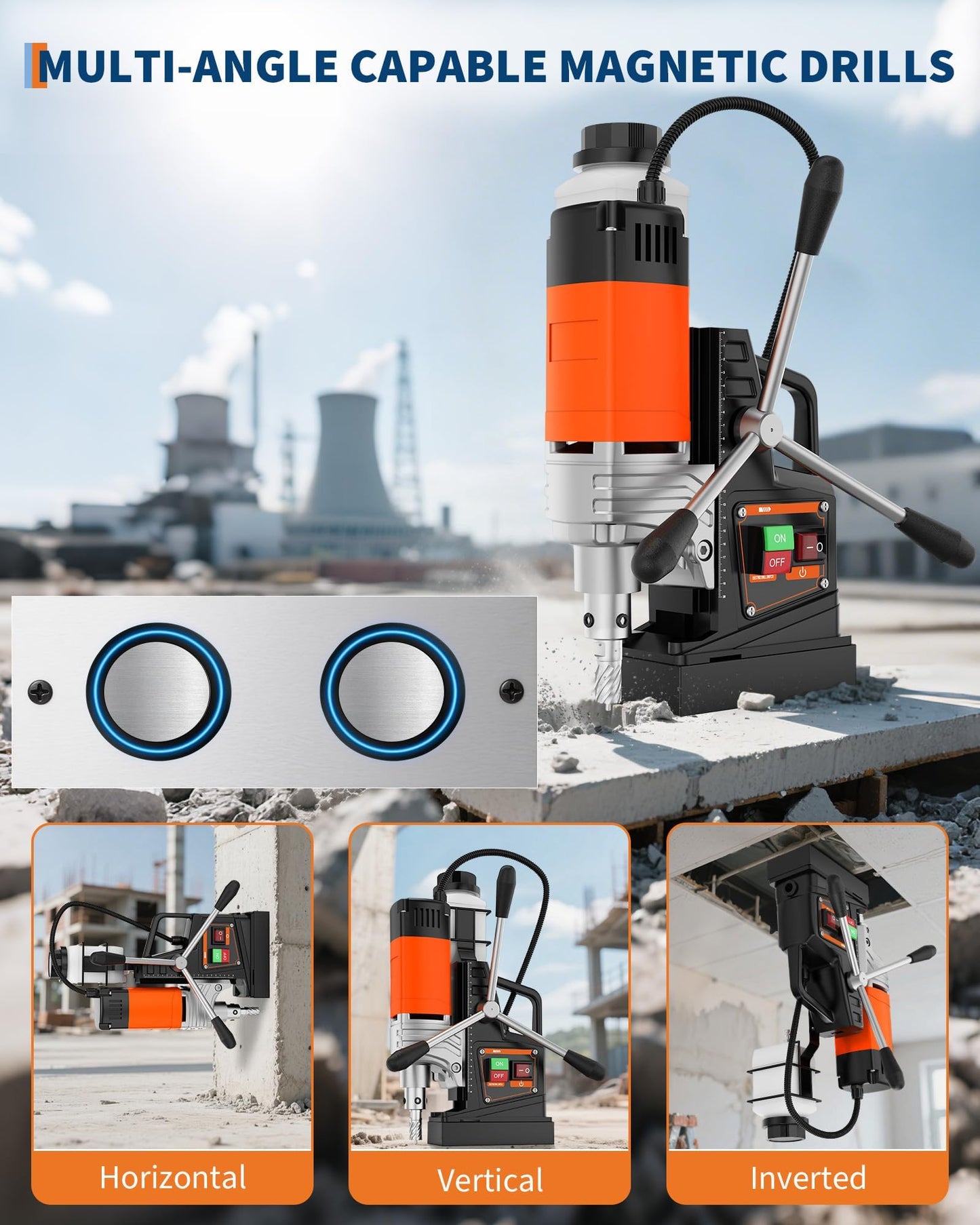 Electric Mag Drill Press, 1650W Motor 1.57" Boring Diameter, Portable Drilling Machine 2922Lbf Power, 810 PRM, Mag Drill Presswith Adapter for Home Improvement, Industrial and Metal Surface