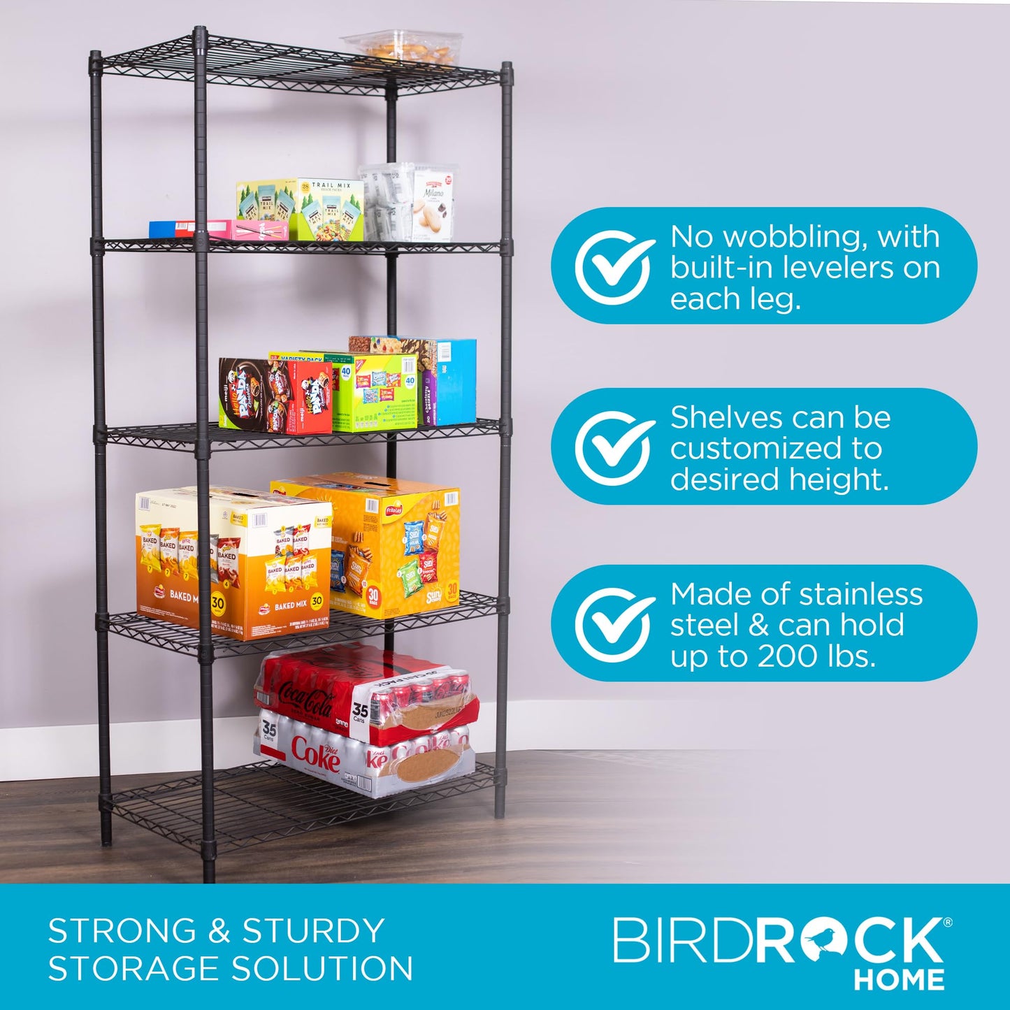 Internet's Best 5-Shelf Adjustable Wire Shelving | Heavy Duty Storage Rack | Metal Shelf for Garage, Restaurant, Industrial Use - Wide Unit Shelves, Sturdy Steel Frame | Black | 36" W x 18" D x 72" H