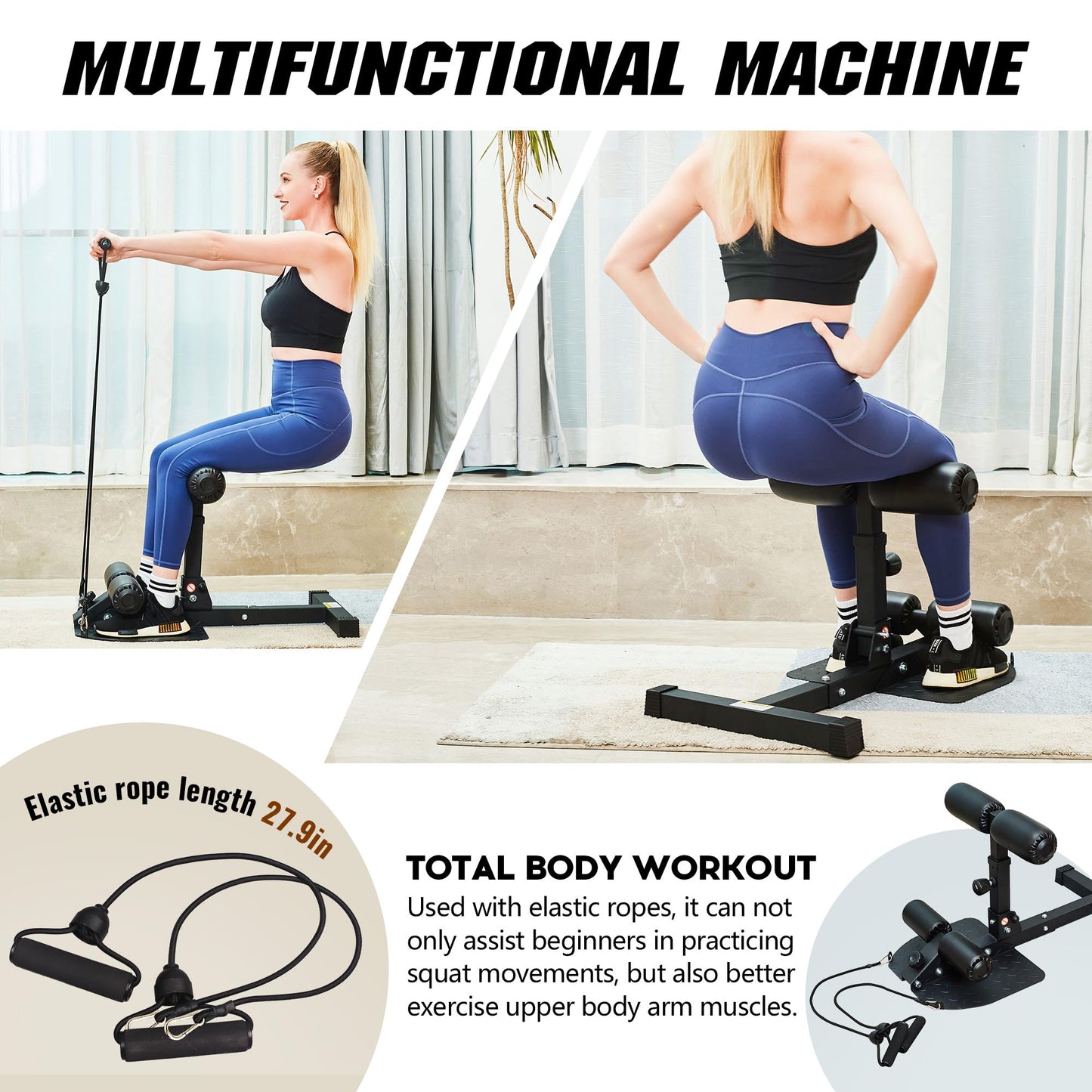 leikefitness Deep Sissy Squat Bench Core Workout Multifunctional Leg Exercise Machine For Home Gym