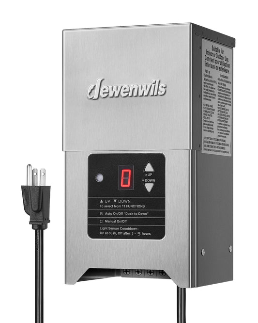 DEWENWILS 300W Low Voltage Landscape Transformer with Photocell, Low Voltage Transformer 120V AC to 12V/15V AC, Landscape Lighting Transformer for LED Outdoor Lights, Weatherproof, ETL Listed