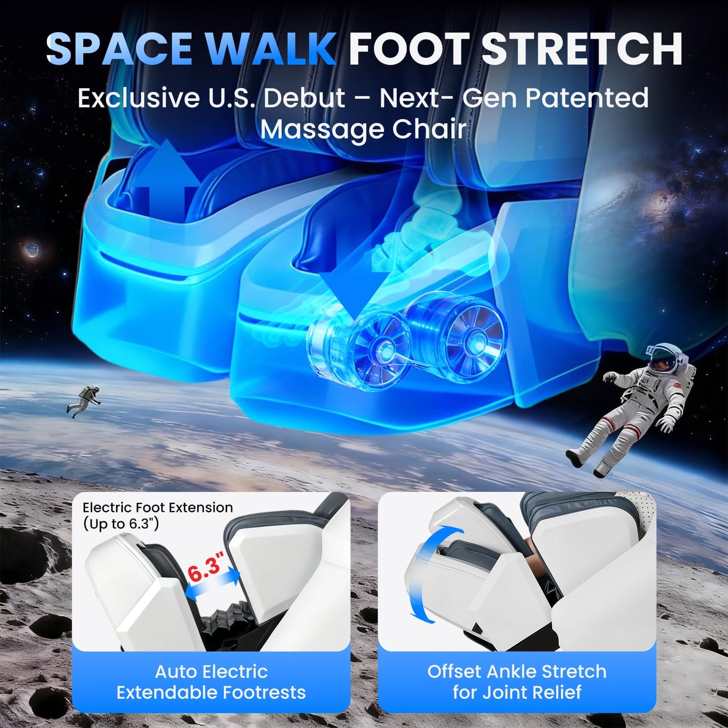 Notired 4D Massage Chair Full Body, Unique 2026 Space Walk & Ankle Stretch, Zero Gravity SL-Track Shiatsu Massage Chair Recliner with Electric Calfrest Extension & Foot Rollers, AI Voice, S002 White