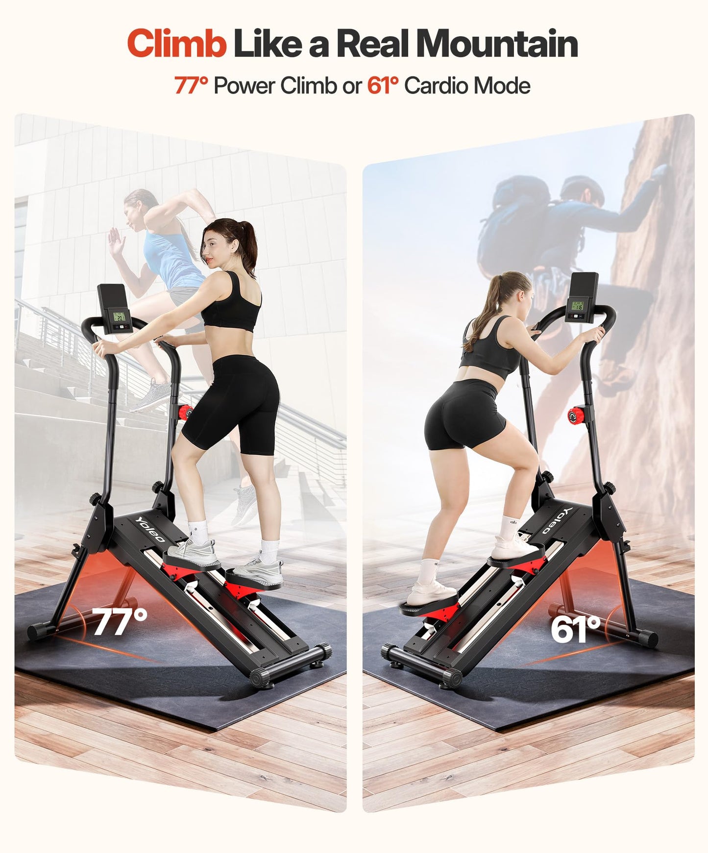 YOLEO Magnetic Stair Stepper for Home, 16-Level Resistance up to 130LB, Folding Stair Climber with 28'' Stride, Quiet Cardio Stair Machine with HR Sensor & 660LB Capacity