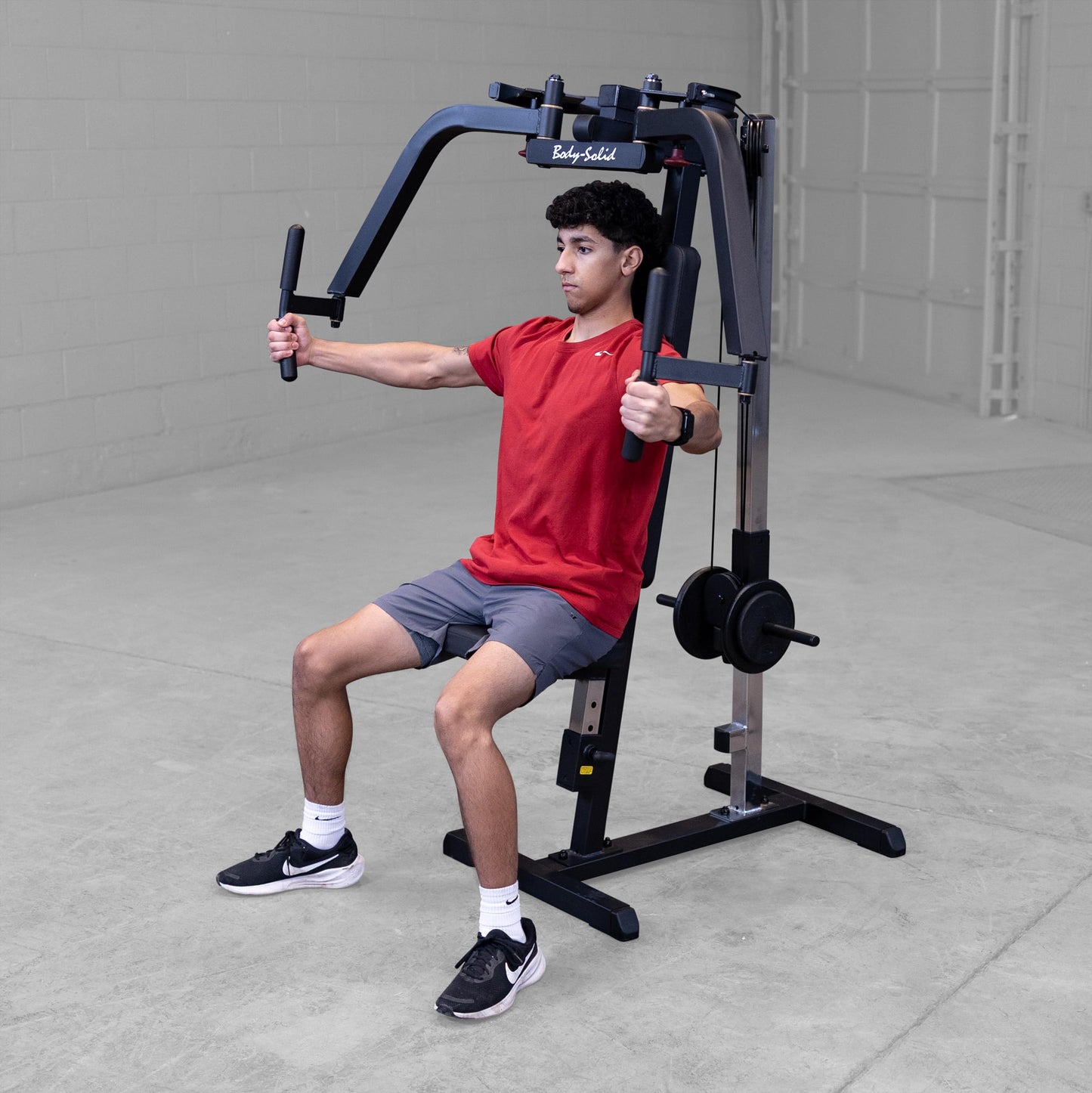Body-Solid (GPM65B) Dual Function PEC Machine - Plate Loaded, Adjustable Chest, Back & Shoulder Workout Equipment, Black