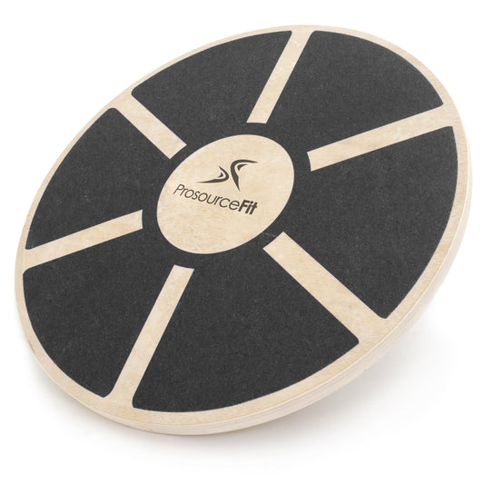 ProsourceFit Wooden Balance Board Non-Slip Wobble Core Trainer 15.75in (39.5cm) Diameter with 360 Rotation for Stability Training, Full Body Exercises, Physical Therapy, Black