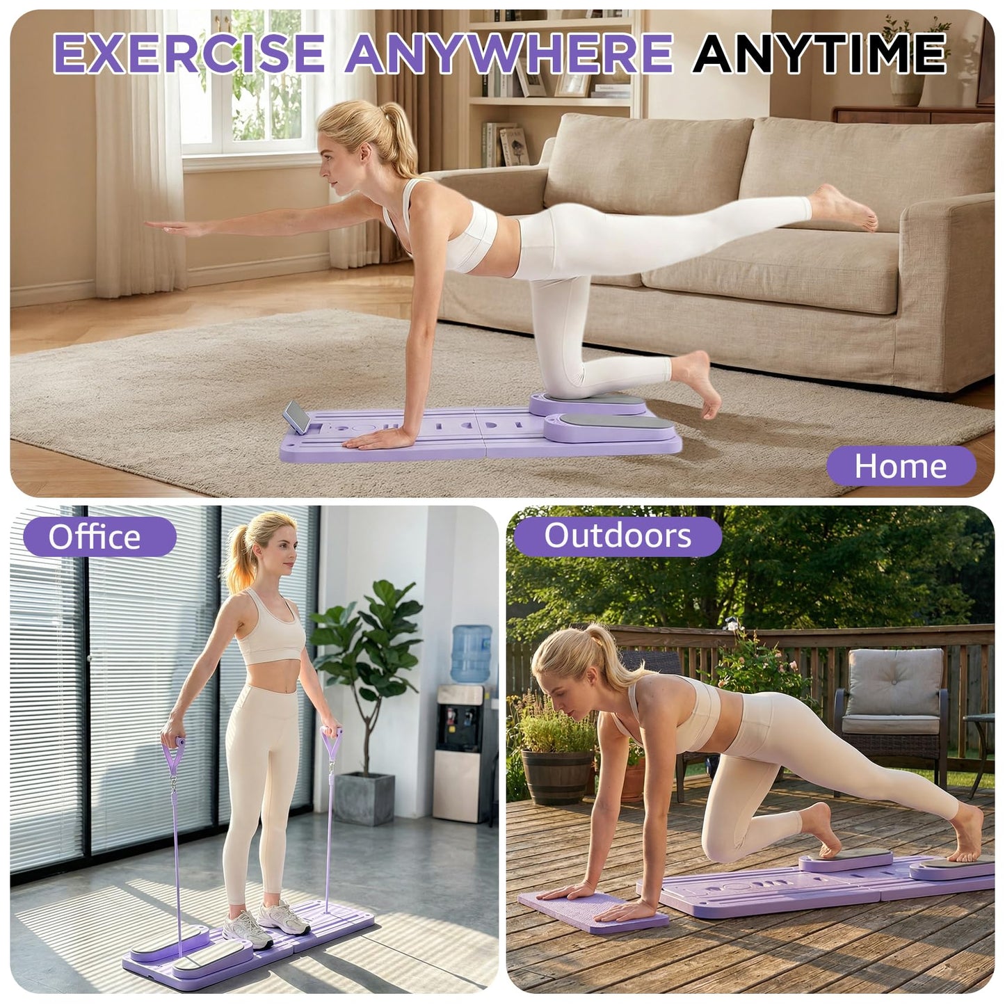 Foldable Pilates Board for Small Spaces - Portable Pilates Reformer Machine with Non-Slip Base & Smart Timer - All-in-One Home Pilates Kit for Beginners, Postpartum Recovery & Strength Training