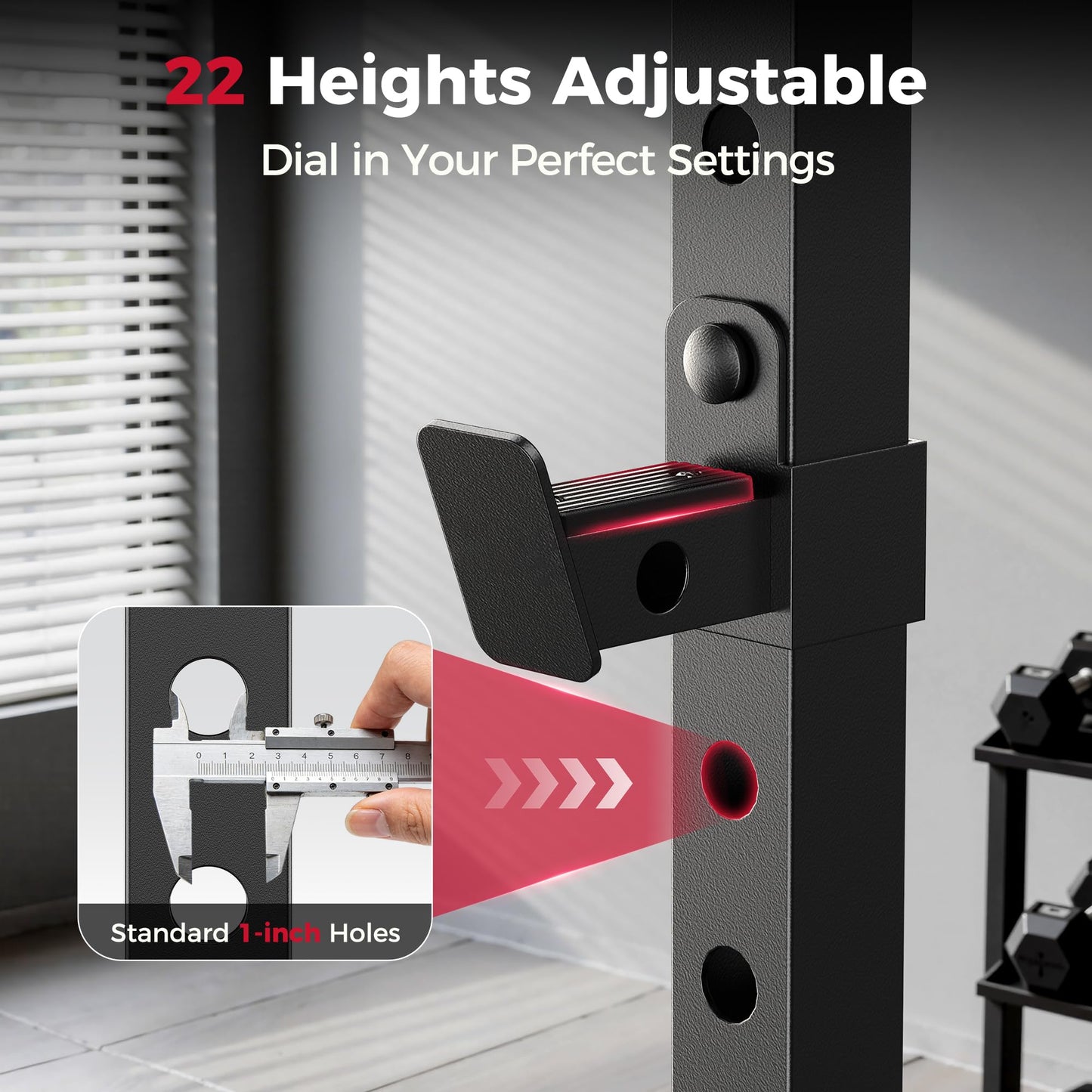 FLYBIRD SR1 Squat Rack with Pull-Up Bar, Multi-Functional Power Rack for Home Gym, 22 Safety Position Height & Adjustable Width for 6/7ft Barbells, Includes Extended J-Hooks & Landmine Attachment