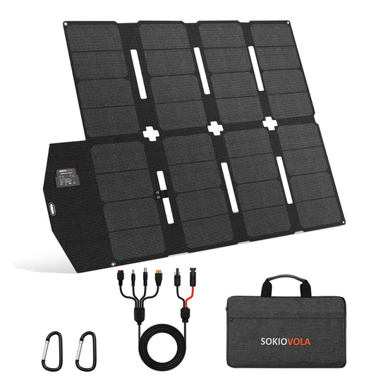 SOKIOVOLA 100W Portable Solar Panel MC-4 Foldable Solar Panel Charger Kits 18V IP68 Waterproof Lightweight and Compact for Small Power Station RV Travel Outdoor Activities