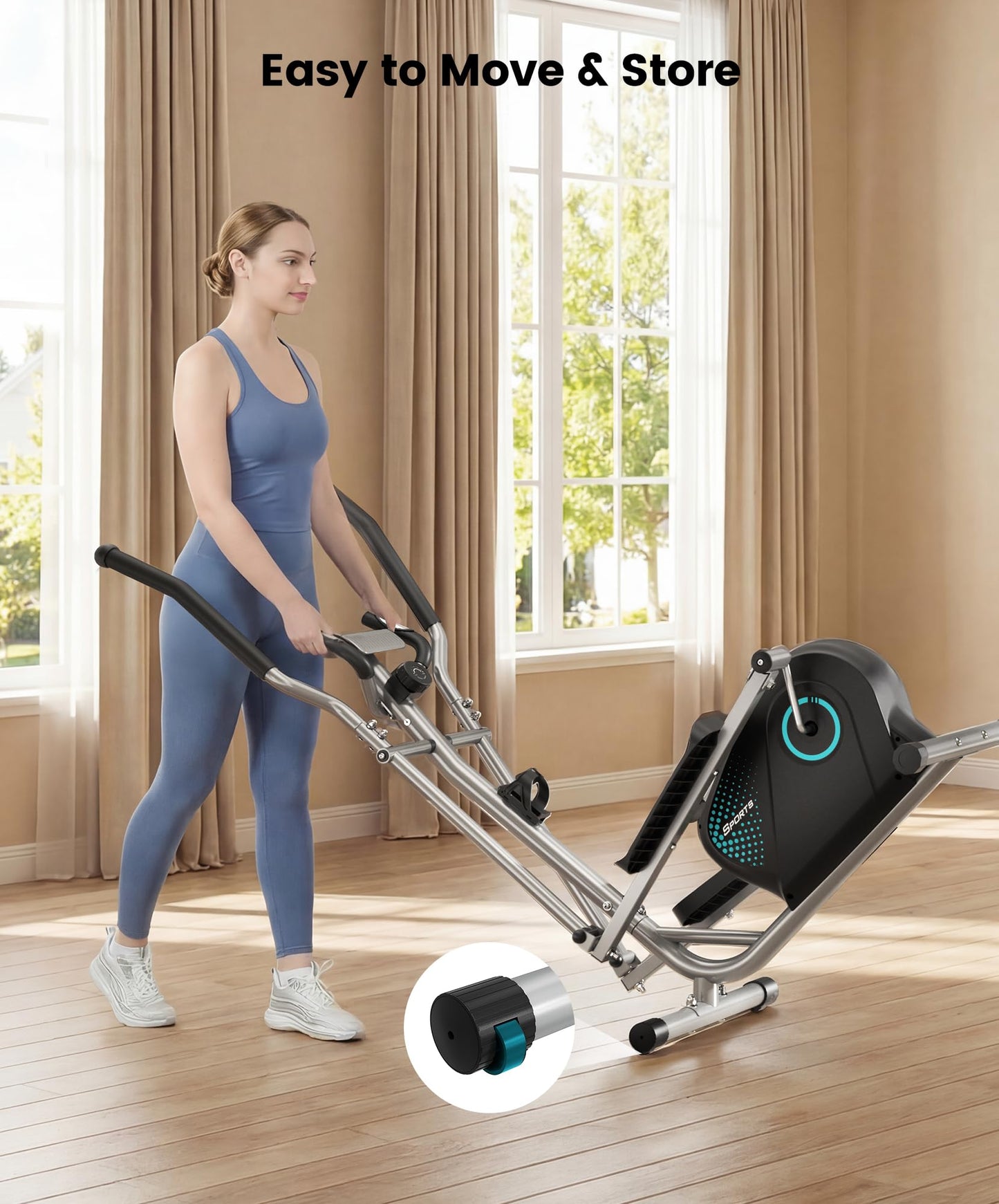 Dripex Elliptical Exercise Machine, Hyper-Quiet Magnetic Elliptical Machine for Home, 16-Level Resistance Elliptical Training Machines with 13.2LBS Flywheel, Pulse Sensor & LCD Monitor (Blue)