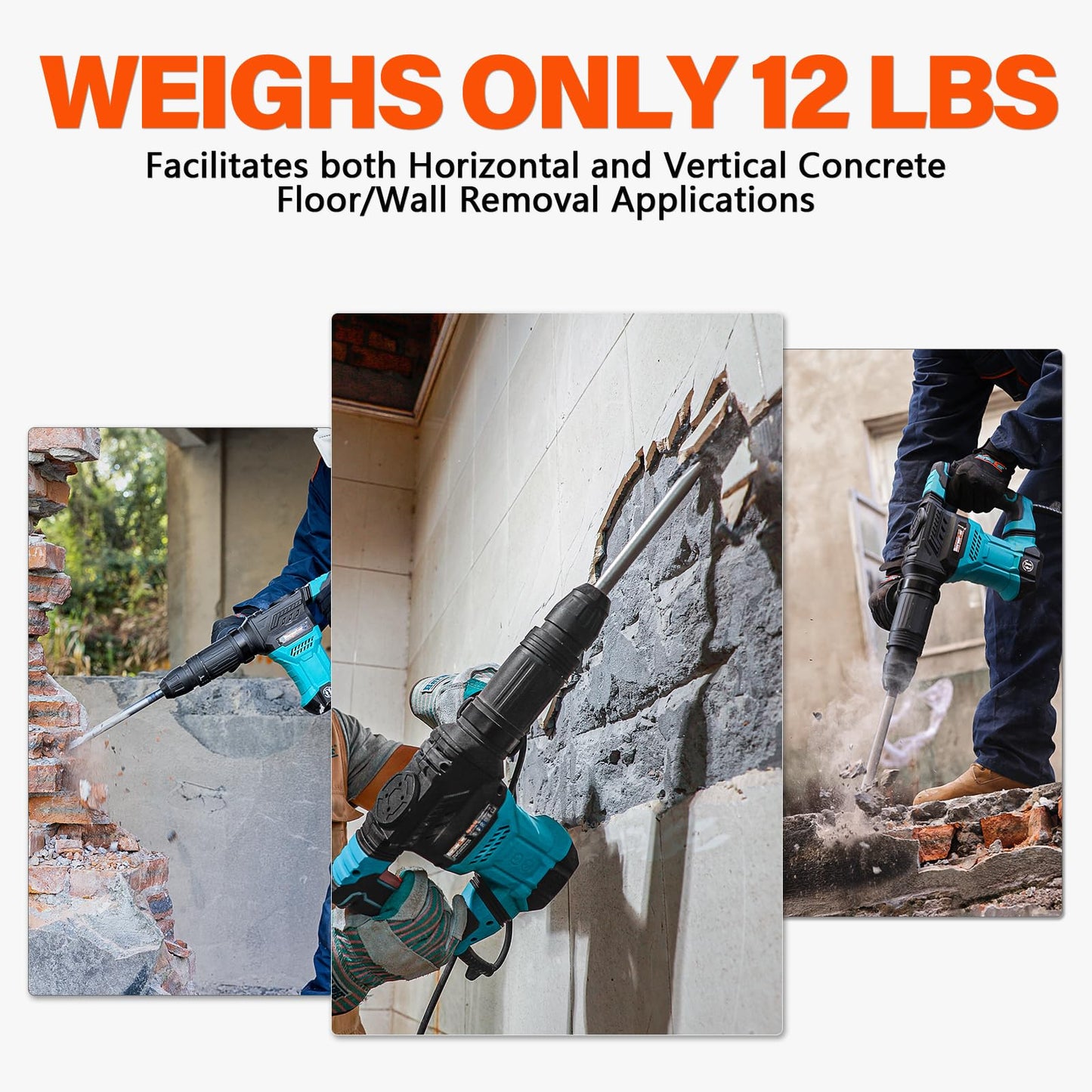 Berserker 12-Pound SDS-Max Demolition Jack Hammer with 6 x 15 In. SDS Max Wide Scaling Chisel