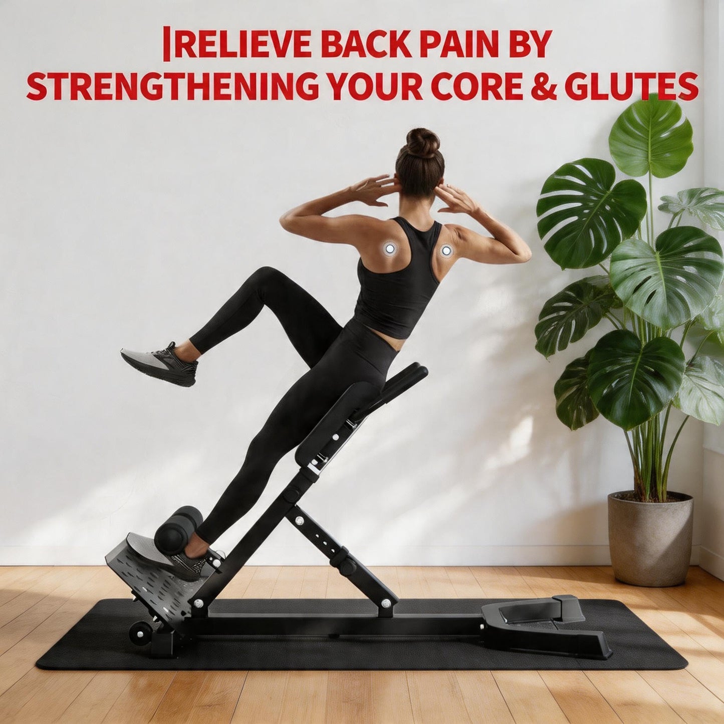 Foldable Roman Chair with Wheels - 6 Height & 5 Angle Adjustable Hyperextension Bench for Glutes and Core - Multi-Function Back Exercise Machine, 300 Lbs Capacity