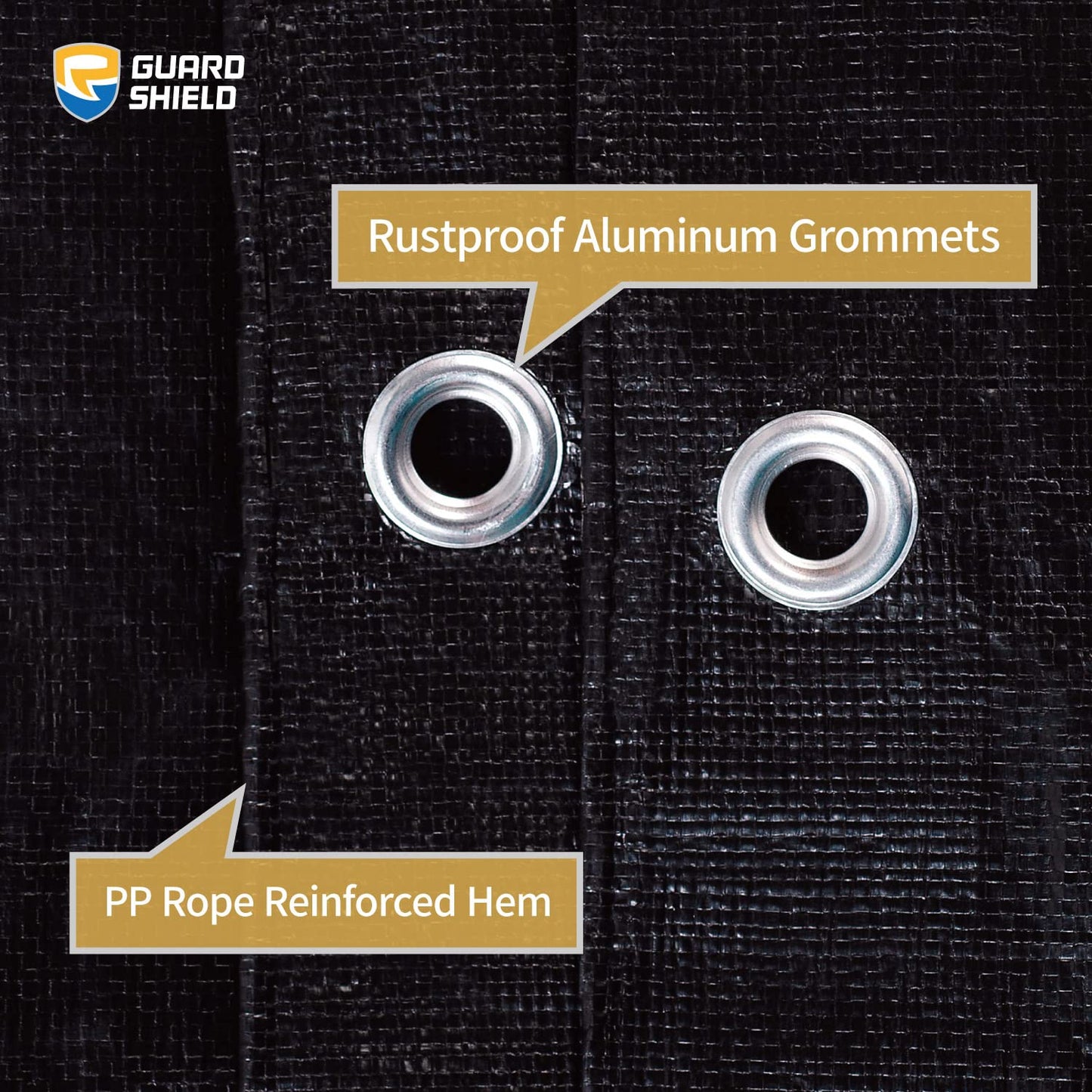 GUARD SHIELD Tarps Heavy Duty Waterproof 20x40 Feet Black Poly Tarp Cover Square Outdoor Thick UV Resistant Tarpaulin with Grommets 10mil